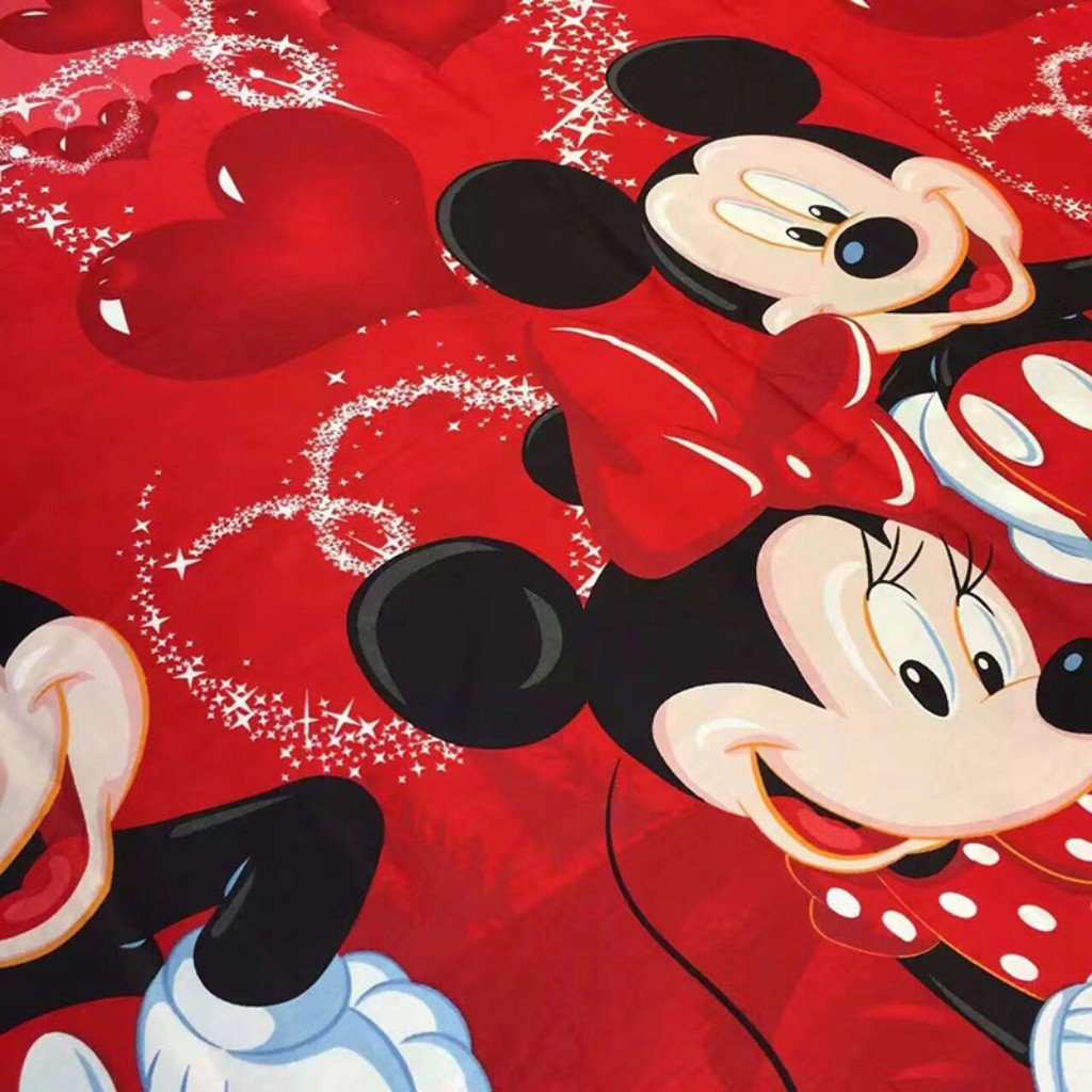 Haru Homie 100% Cotton Kids Reversible Printing Mickey Mouse Couples Duvet Cover 3PCS Bedding Set with Zipper Closure,Queen(No Comforter)