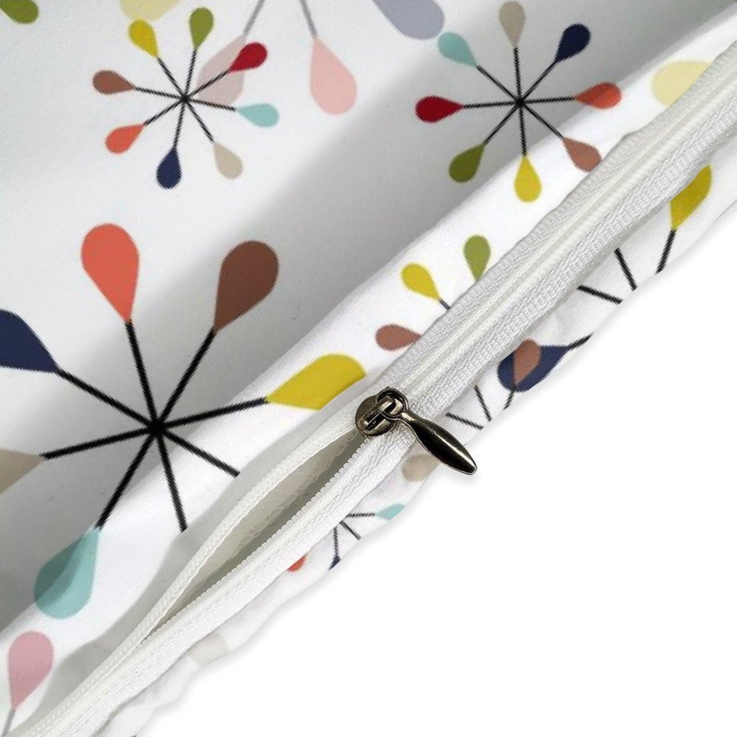 Lnepty Mid Century Bedding Set,Modern Geometric Atomic Abstract Iconic Pattern 1950s 1960s Retro Style Comforter Set with Pillowcase for Bedroom Bed Decor，Twin 86"x70"