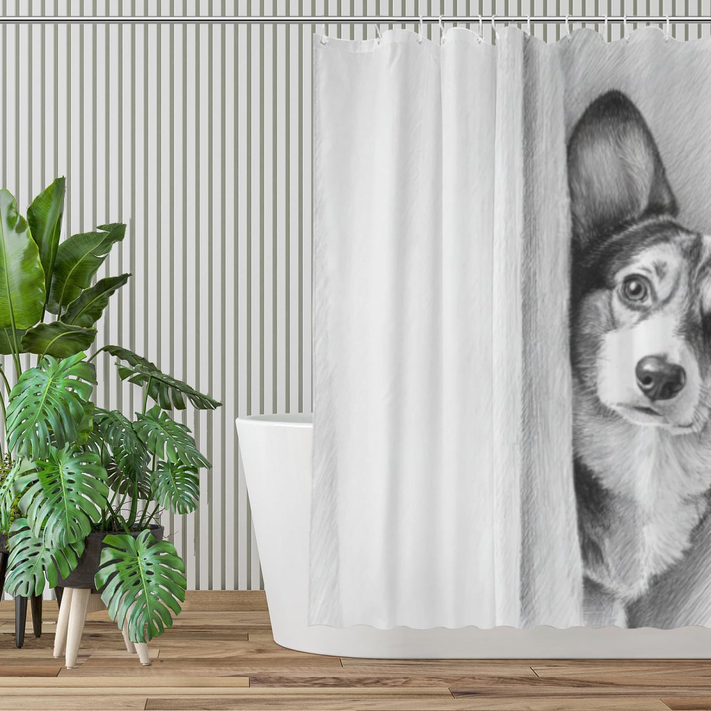 Wordatu Corgi Shower Curtain Bathroom Set 72x72 Inches Taking a Bubble Bath Animal Bath Animal Pet Dog Art Home Decor 12 Hooks