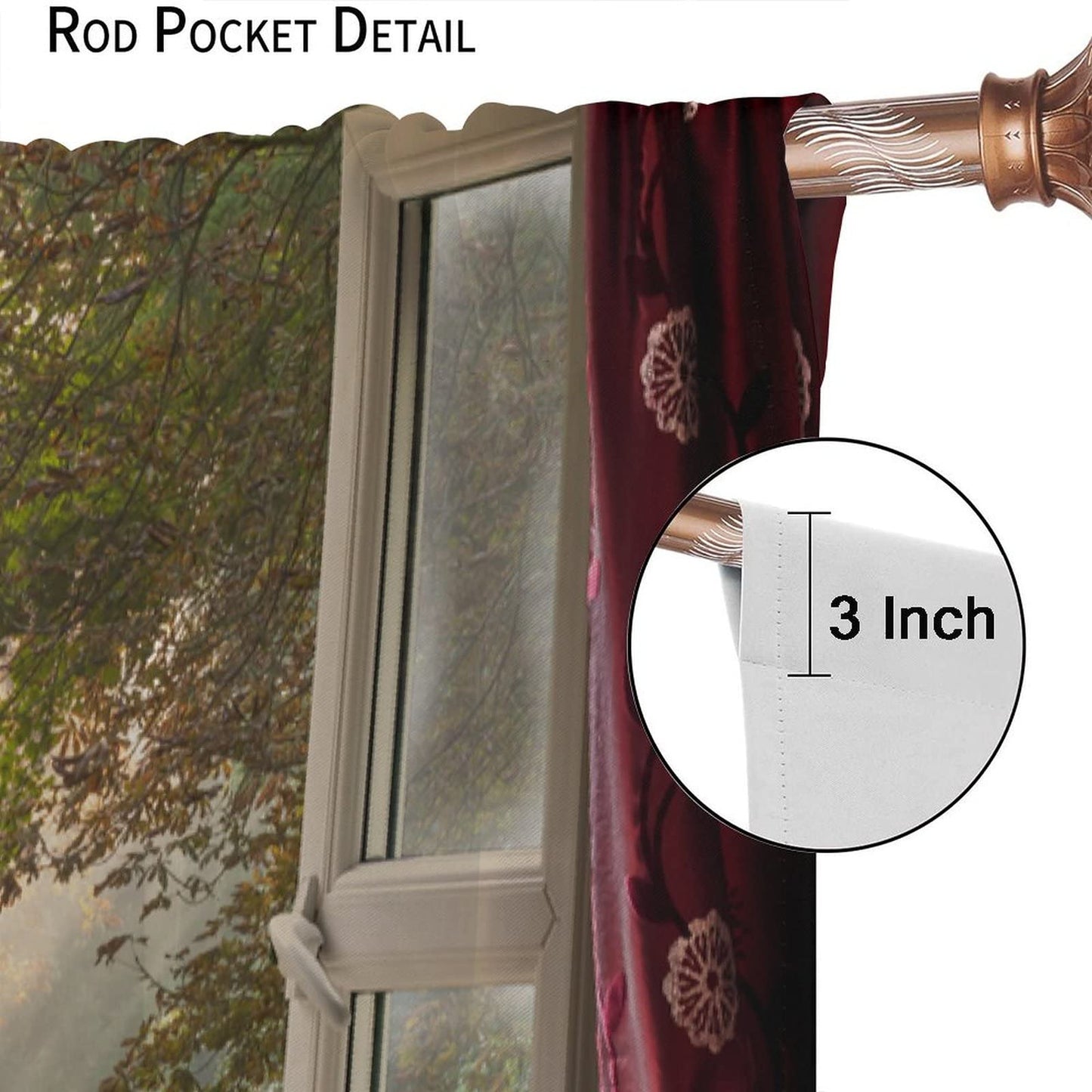 Natural Scenery Curtains Light Penetrates Through Trees Beautiful Scenery Bedroom Decor Rod Pocket Blackout Window Drapes 2 Panels Set 42x45in