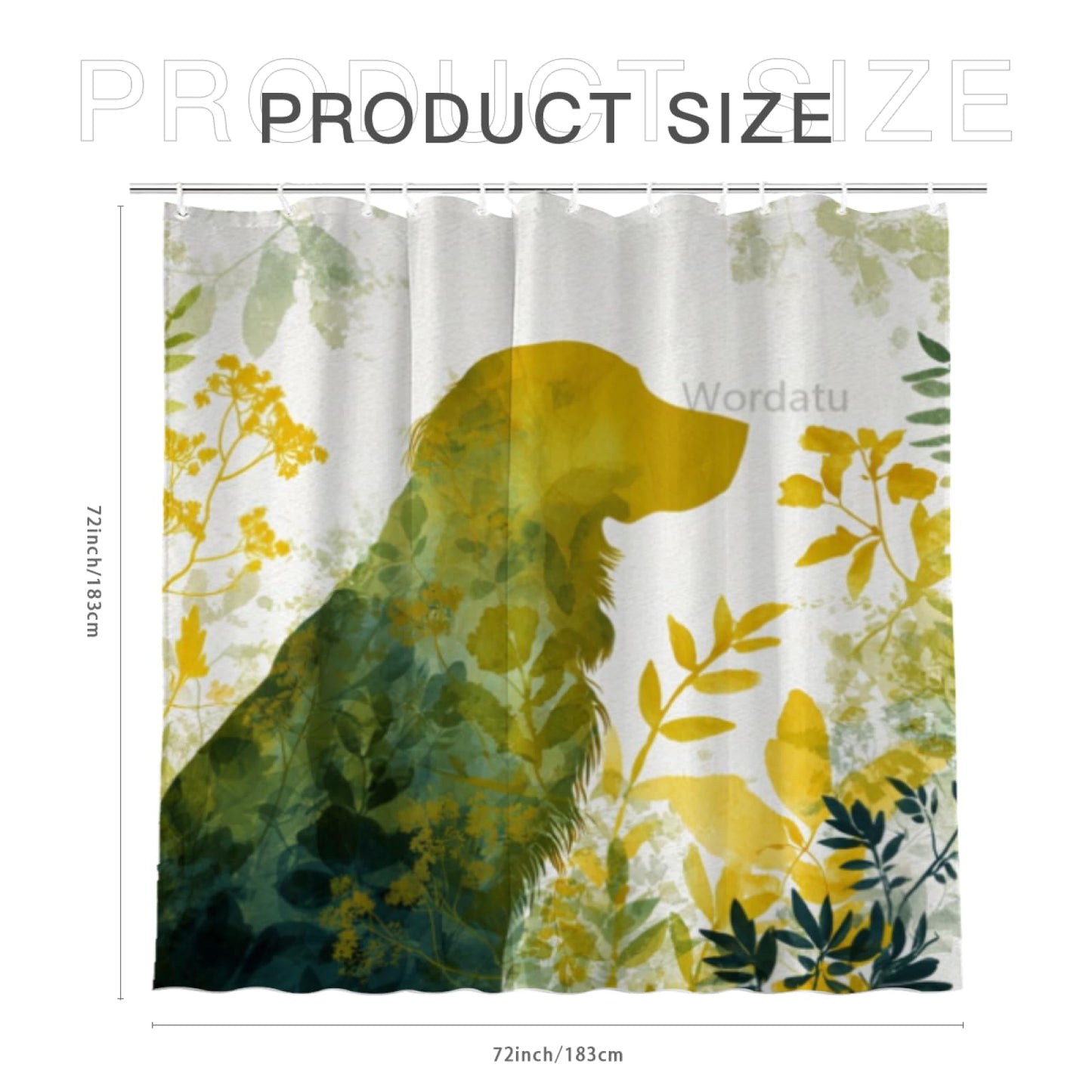 Wordatu Shower Curtain for Bathroom Flower Funny Golden Retriever Shower Curtains for Bathtub Waterproof Fabric Shower Curtain with Hooks 72x72 Inches