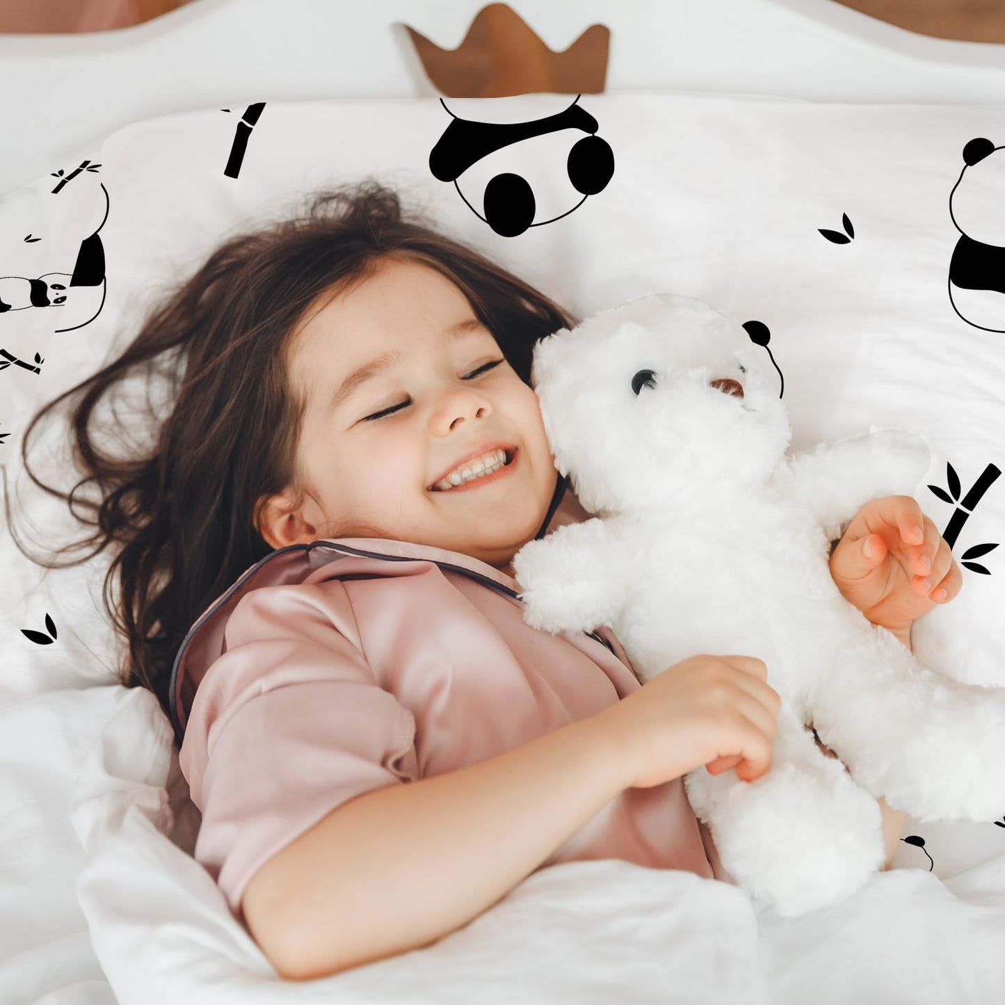 MUSOLEI Panda Sheet Panda Fitted Sheet Cute Animal Pandas Bed Sheets Girl Twin Sheets Girl Full bedsheet Girls Bedding Cute Girls Bed Sheet 1 Fitted Sheet with 1 Pillowcase (Twin)