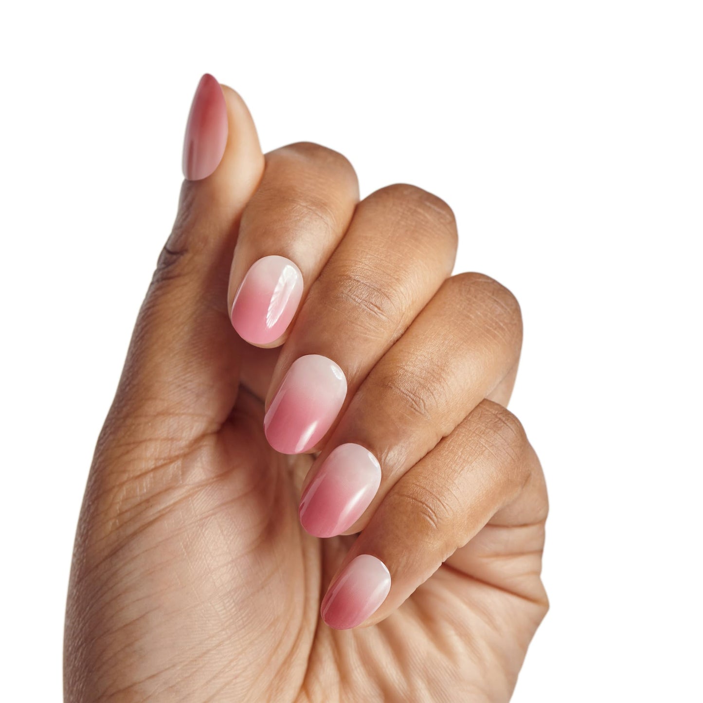 Impress Color Ombre Press On Nails, 'Beat The Heat', Pink, Short Oval, PureFit Technology, Patented Super Hold Adhesive, Chip Proof, Smudge Proof, Mini Nail File, Manicure Stick & 30 Fake Nails