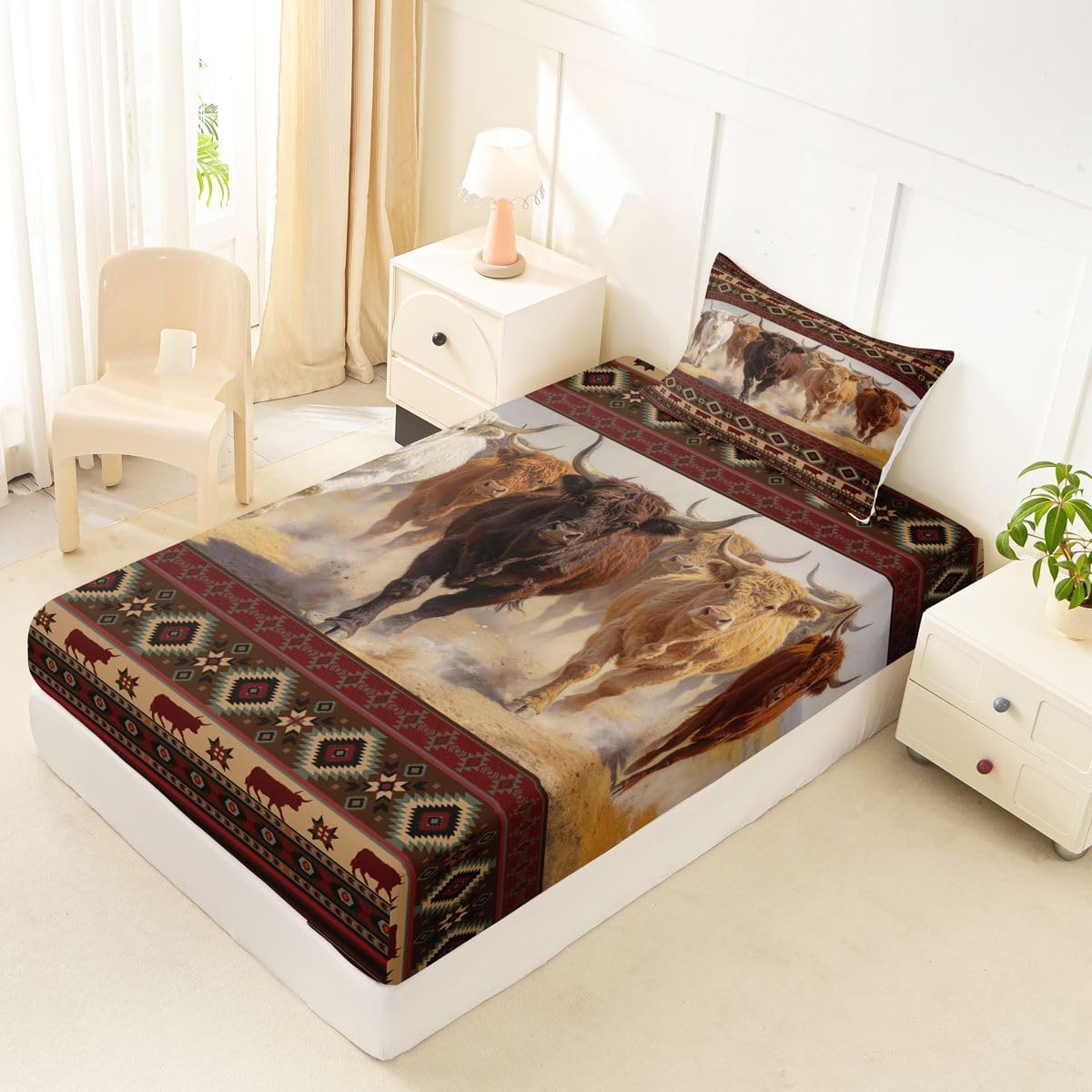 Erosebridal Cute Bunny Girls Sheets Twin Japanese Anime Girl Bed Sheets Set Cartoon 3D Sheet Set for Boys Girls Magical Neon Stars Bed Sets 3Pcs
