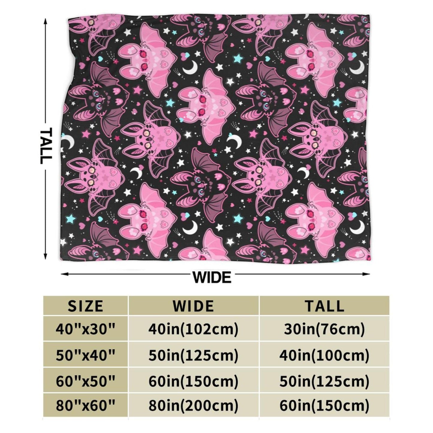 Pink Bat Throw Blanket Soft Fleece Blanket Men Women Gift for Kids Boys Girls for Party Couch Sofa Bed Deco Blankets 50"x40"