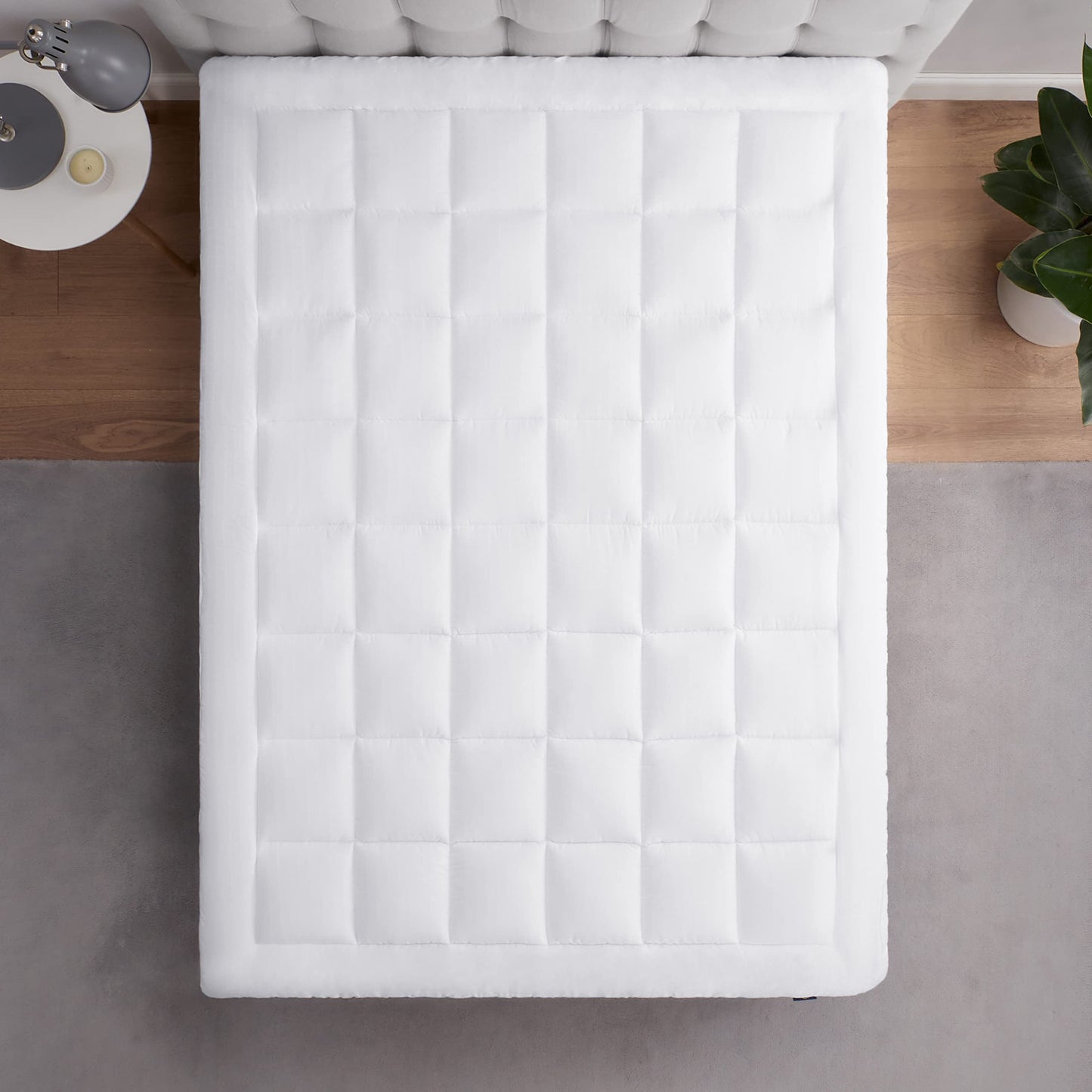 Serta ComfortSure Queen Mattress Cover, Fitted Pillow Top Mattress Pad, Super Soft and Breathable Quilted Cotton Protector with 18" Elastic Deep Pockets for Secure Fit, White