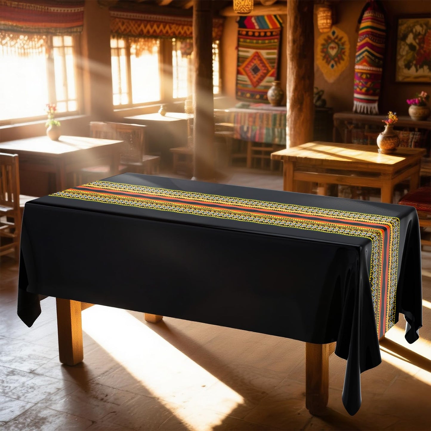 Oudain 6 Pcs Juneteenth Table Cloth, African Print Tablecloth Plastic Kwanzaa Waterproof Rectangle Tablecloths Disposable Table Covers 108 x 54'' for Picnic Dining Kitchen Black History Party Supplies