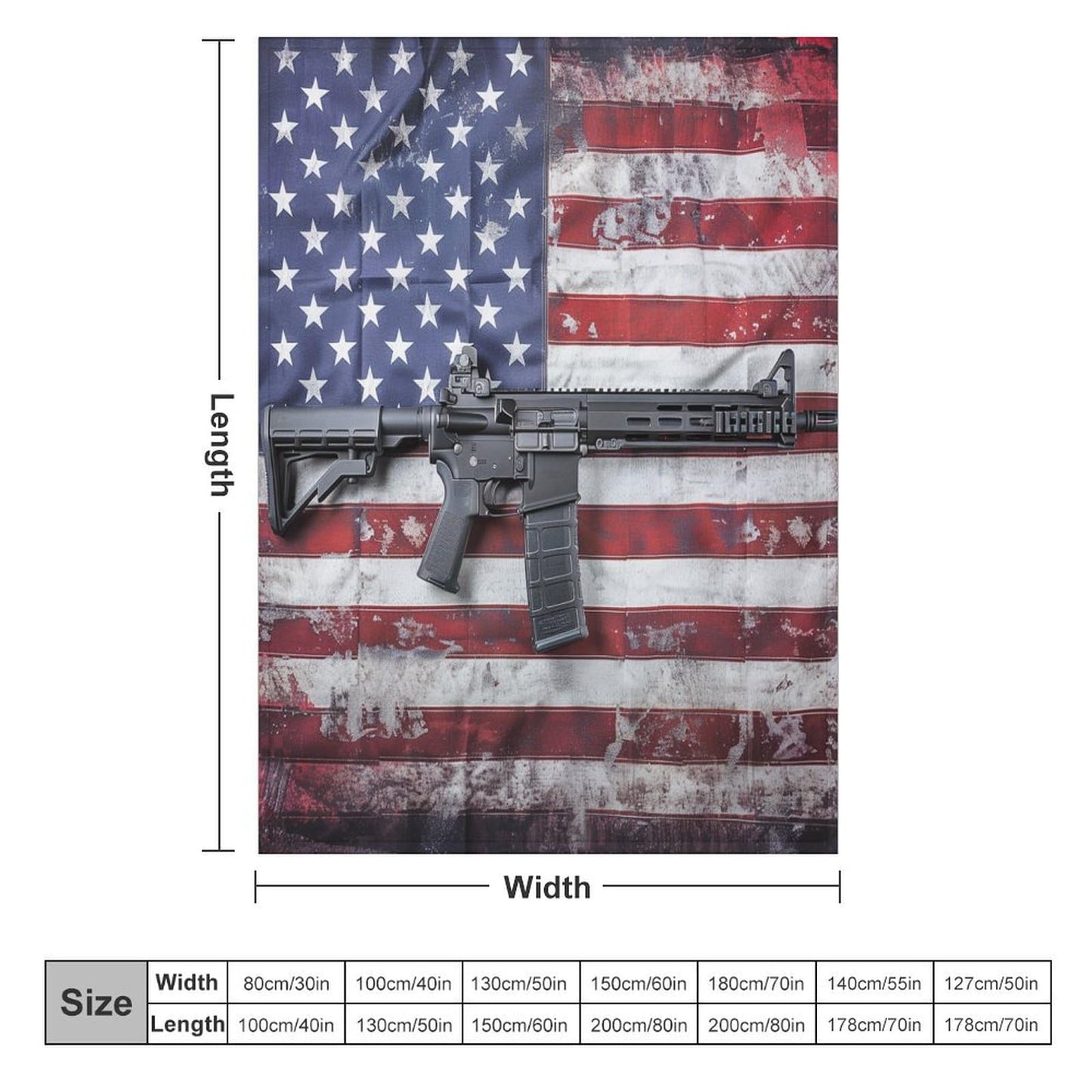 TOWINSFB Military American Flag Throw Blanket, Warm Cozy Soft Blanket Gun Theme Rustic Blanket for Bed Couch Sofa, 30"x40"
