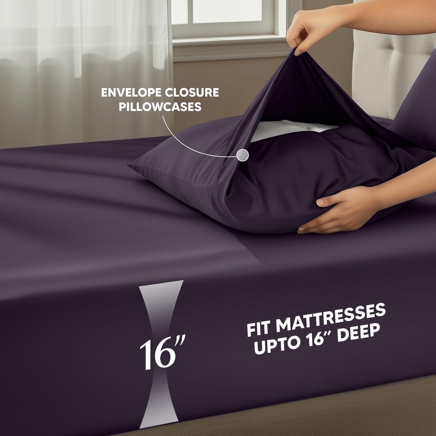 Utopia Bedding Twin Sheet Set – 3 Piece Bed Sheets for Twin Size Bed, Soft and Breathable Microfiber, Includes 1 Fitted Sheet, 1 Flat Sheet and 1 Pillowcase – Oeko Tex (Dark Purple)