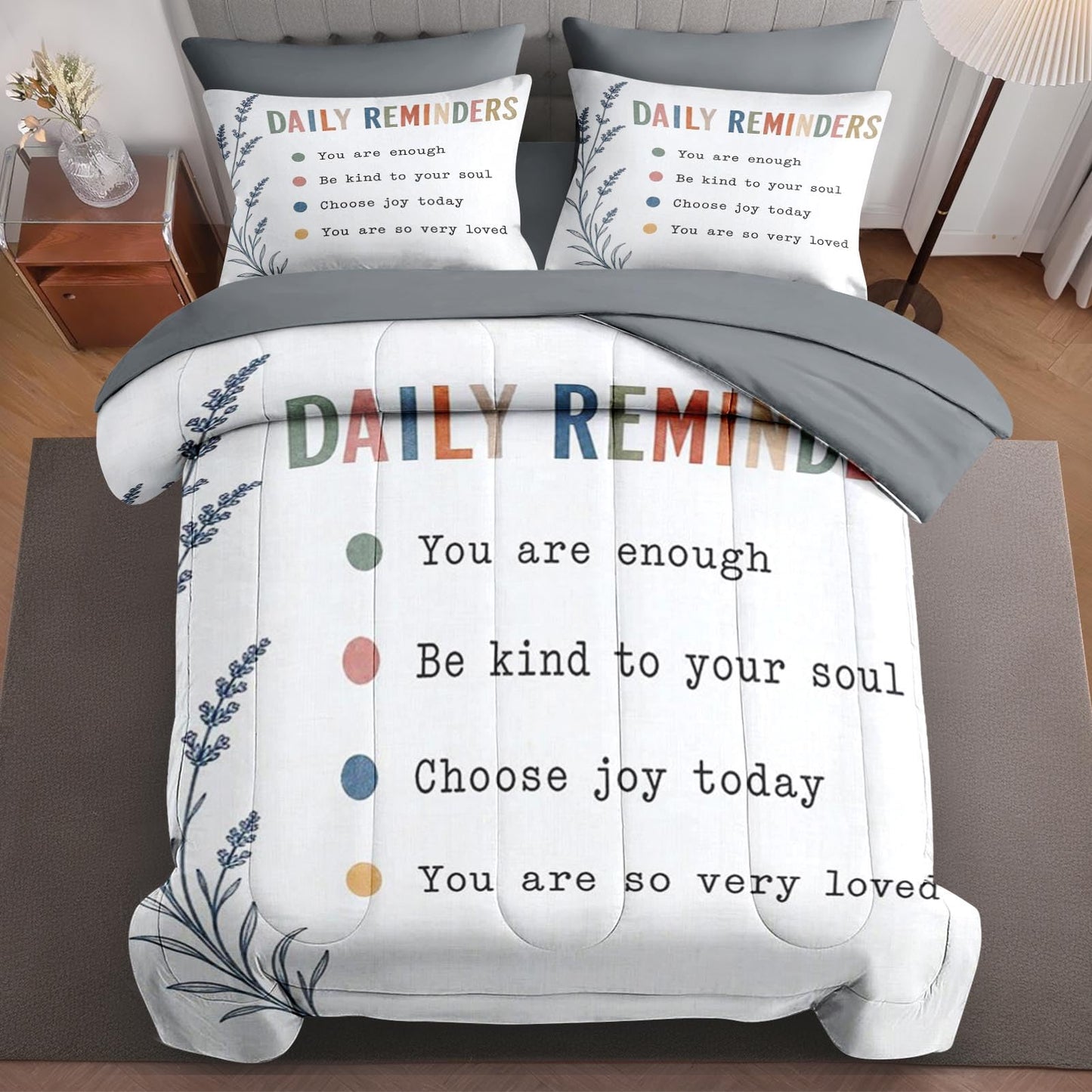 Boewywh Comforter Set Twin Size Motivational Inspirational Boho 5 Pcs, Bedding for Kids and Adults, Bed Sheet Sets with Fitted Sheet Pillowcase & Sham for Bedroom Bed Decor