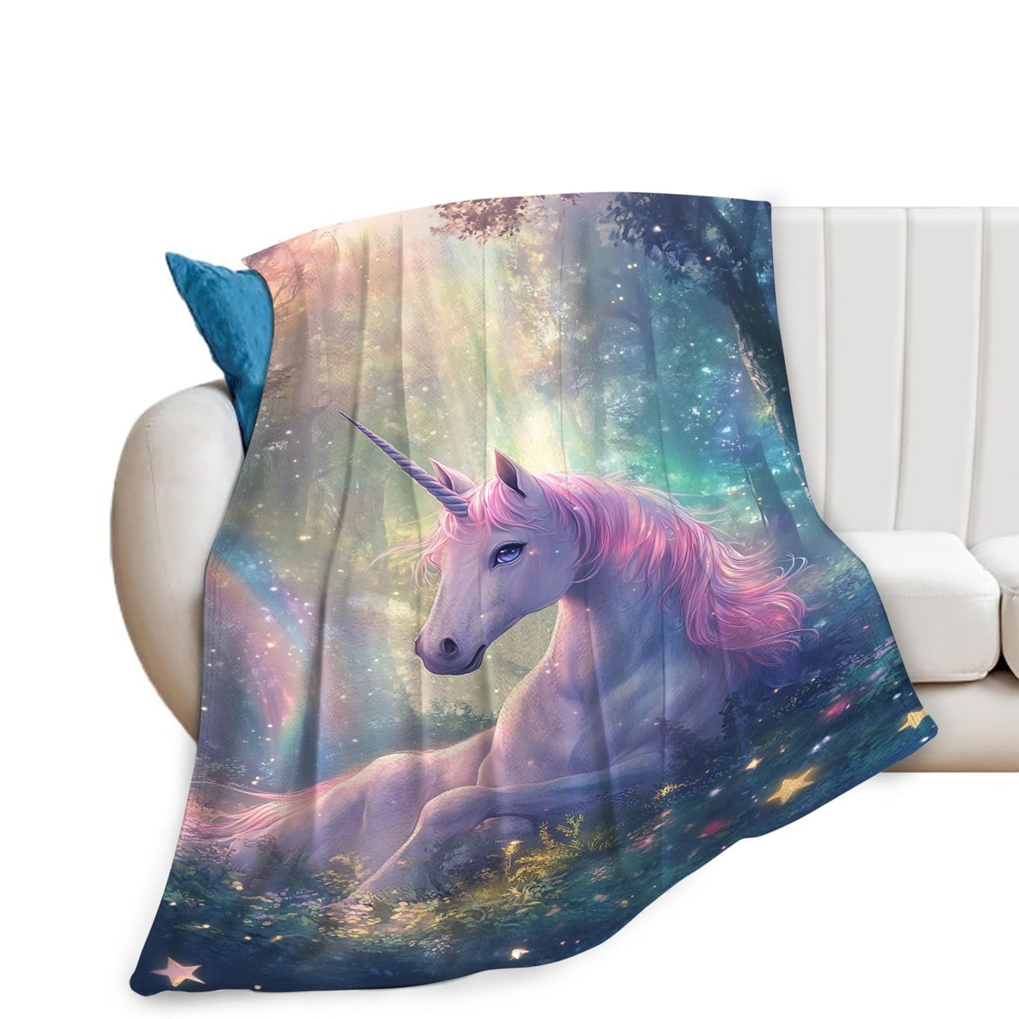 Baegopa Unicorn Blanket Gifts for Girls Women Unicorn Forest Throw Blankets Cozy Plush Fleece Flannel Fuzzy for Kids Bed Decor 50"X40"