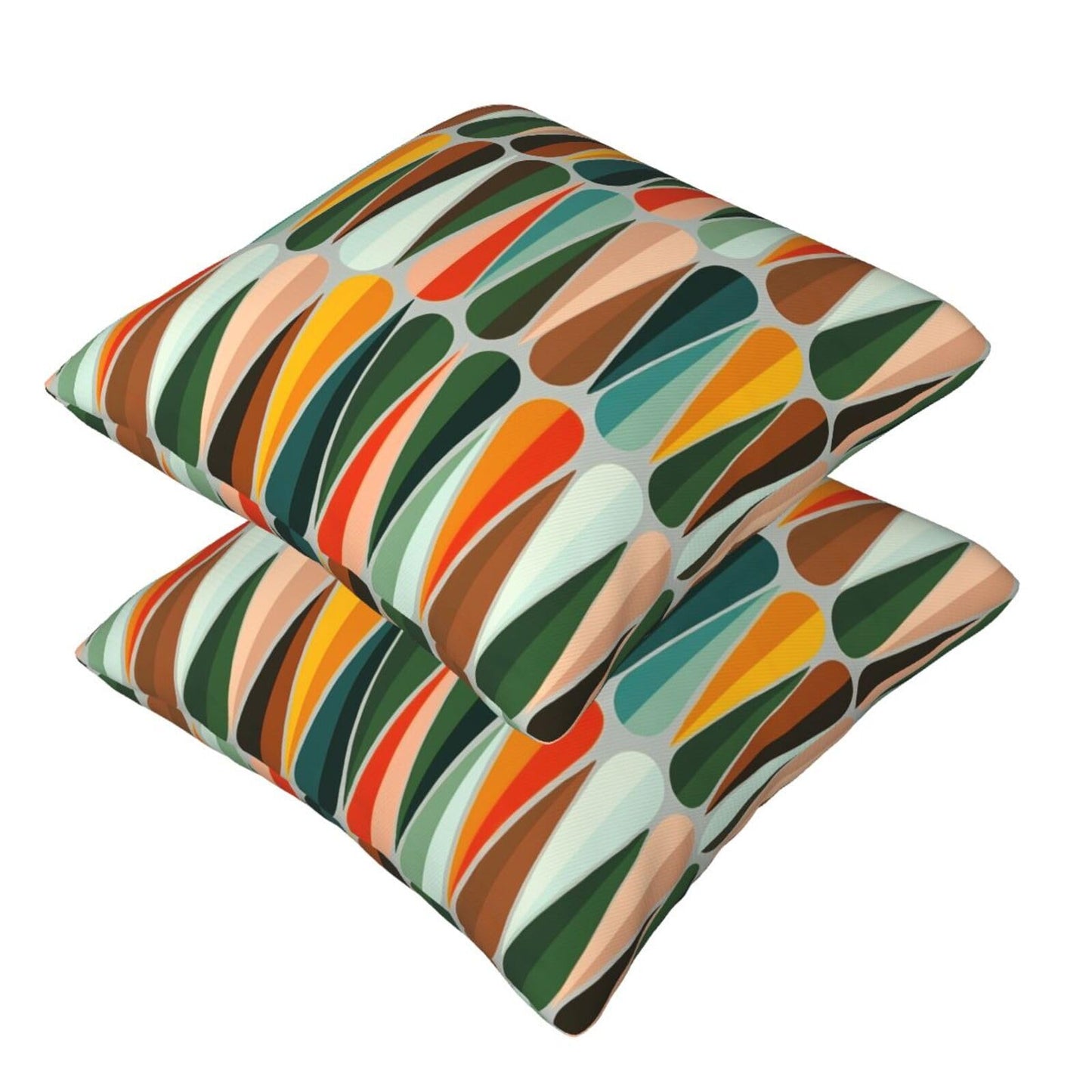 bassyil Mid Century Retro Drop Throw Pillow Covers Decorative Linen Pillow Cases Set of 2 Square Cushion Cover for Couch Sofa Bedroom Patio 18x18 Inch