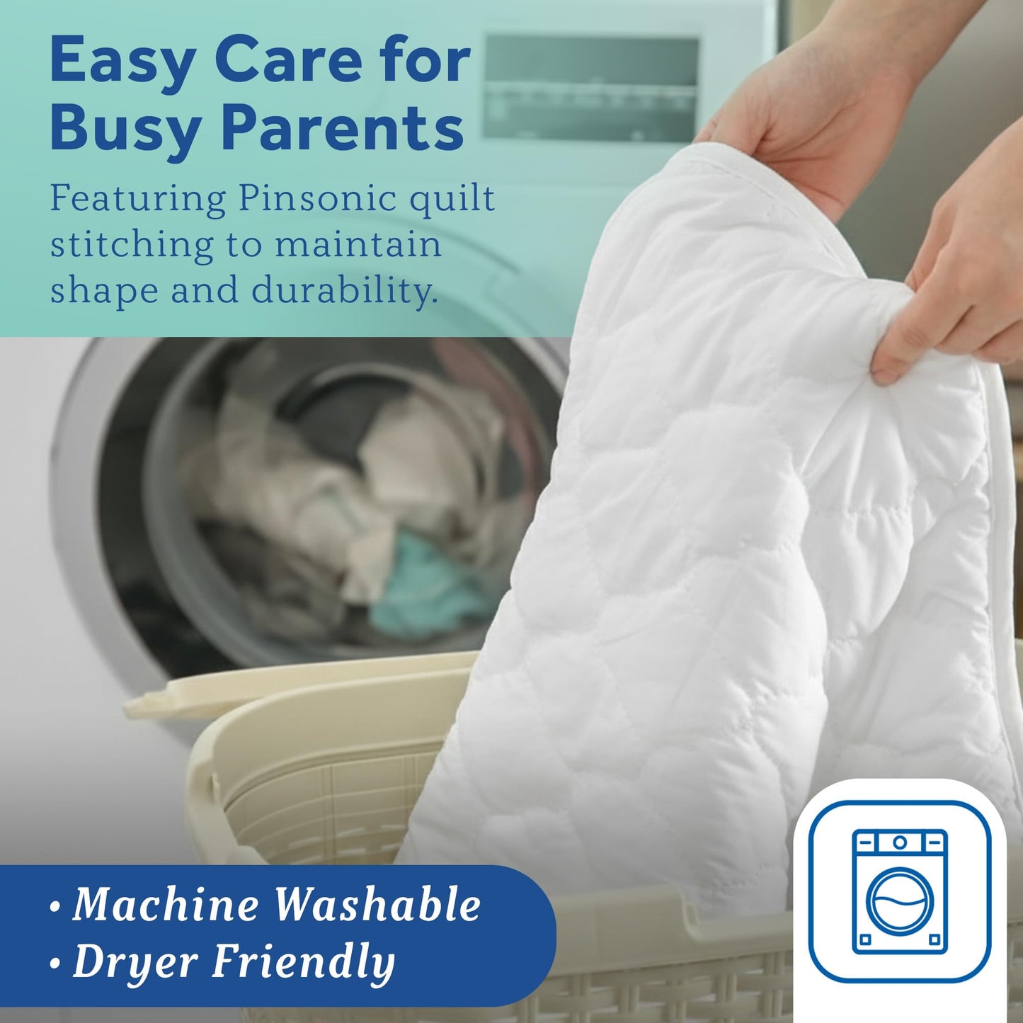 Sealy Baby Crib Mattress Protector - Stain Protection Waterproof Pad, Noiseless Fitted Sheet Cover with Quilted Cotton-Blend Top for Comfort – Machine Washable and Easy Clean, 52x28