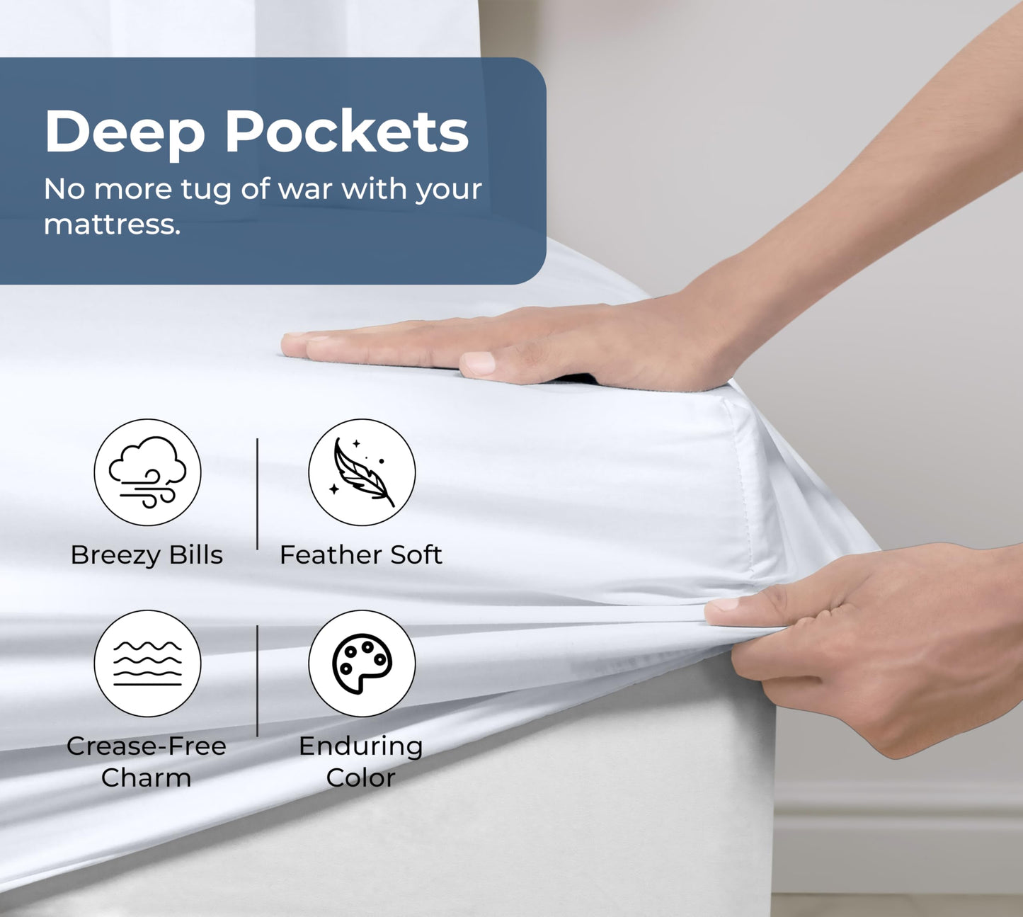Royale Linens 100% Organic Cotton Fitted Sheet - Percale Weave - Super Soft Deep Pocket Bottom Sheets - White Elastic Sheet Full Size - Full Fitted Sheets Only - (54"x75"+15", White)