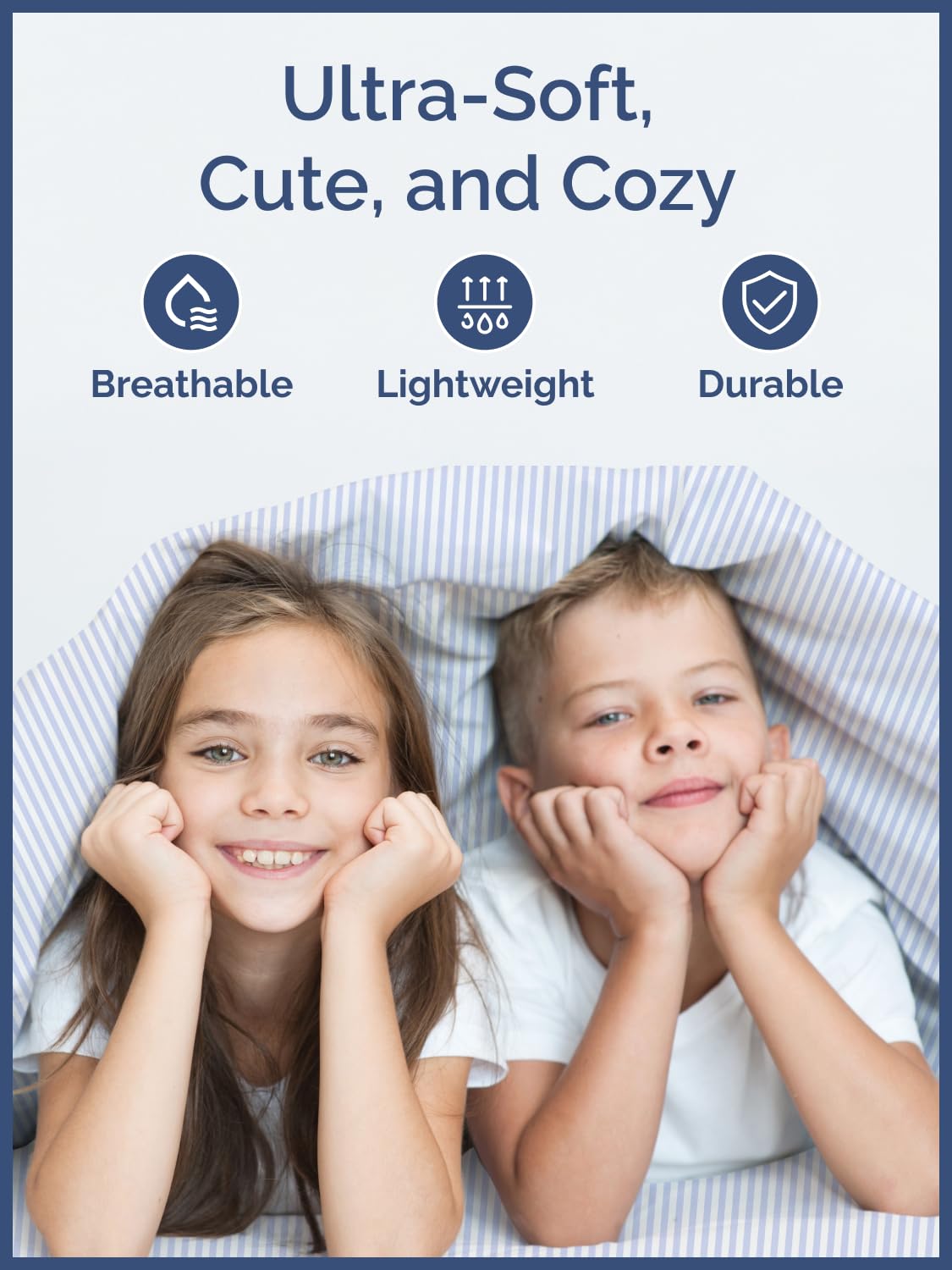 Kids Twin Size Bed Sheet Set - 3 Piece Kids Loft Bed Sheets - Blue Striped Nautical Themed Bedding - Soft, Cute and Cozy - Breathable & Machine Washable - Sky Bed Set for Boys, Girls, Teens & Toddlers