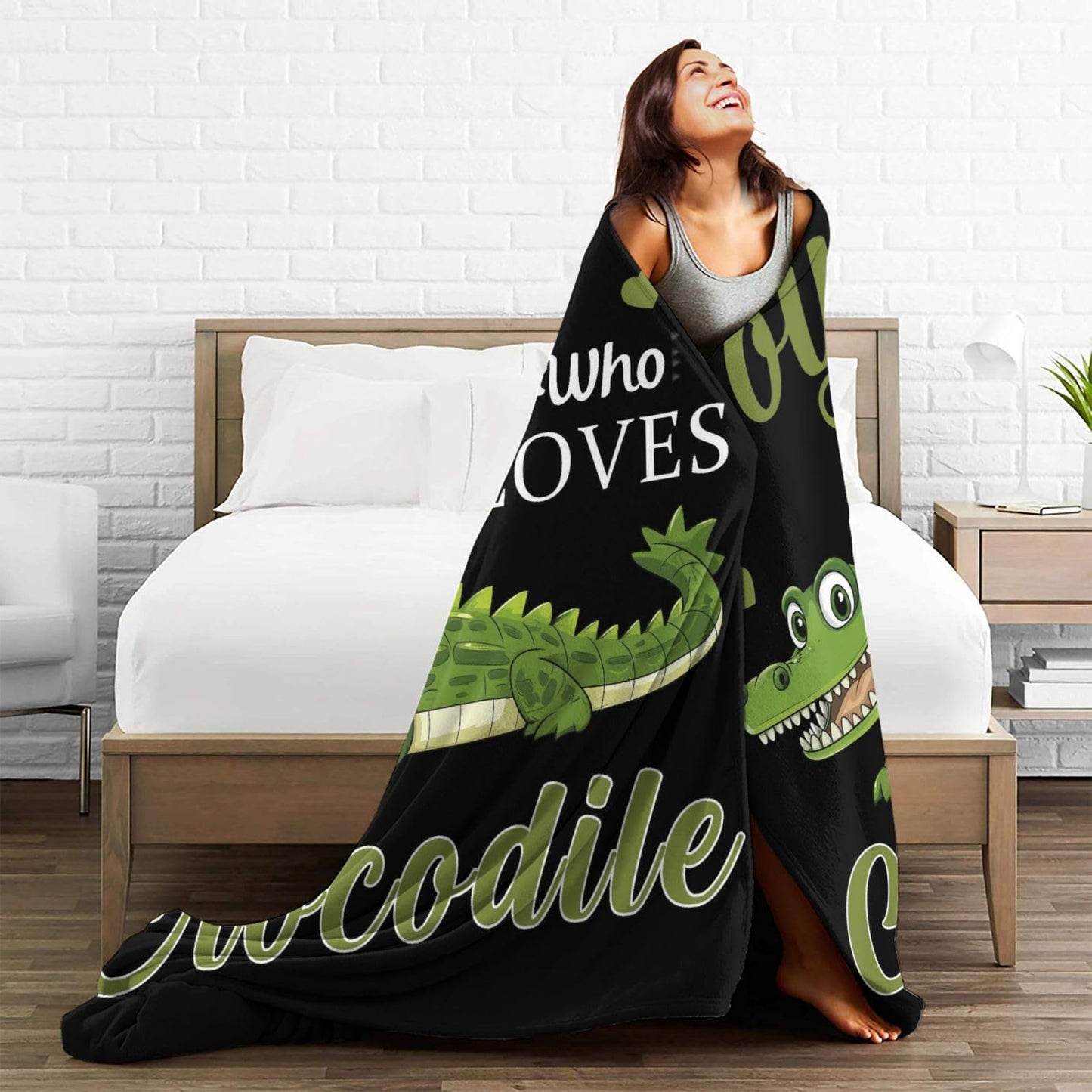 Lovira Just A Boy Who Loves Crocodile Throw Blanket Alligator Print Throw Blankets Gifts for Couch Sofa Bed Stuff Decor Soft Cozy Fleece Plush Warm Flannel Bedding for Lover 40"x50"