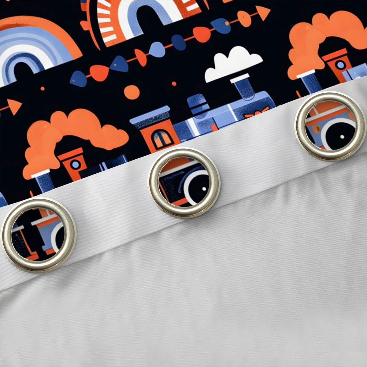 Feelyou Train Curtains for Bedroom Living Room Industrial Revolution Blackout Shades Steam Engine Room Darkening Curtain Cartoon Train Transportation Window Treatments, 2 Panels 38 x 45 Inch Decor