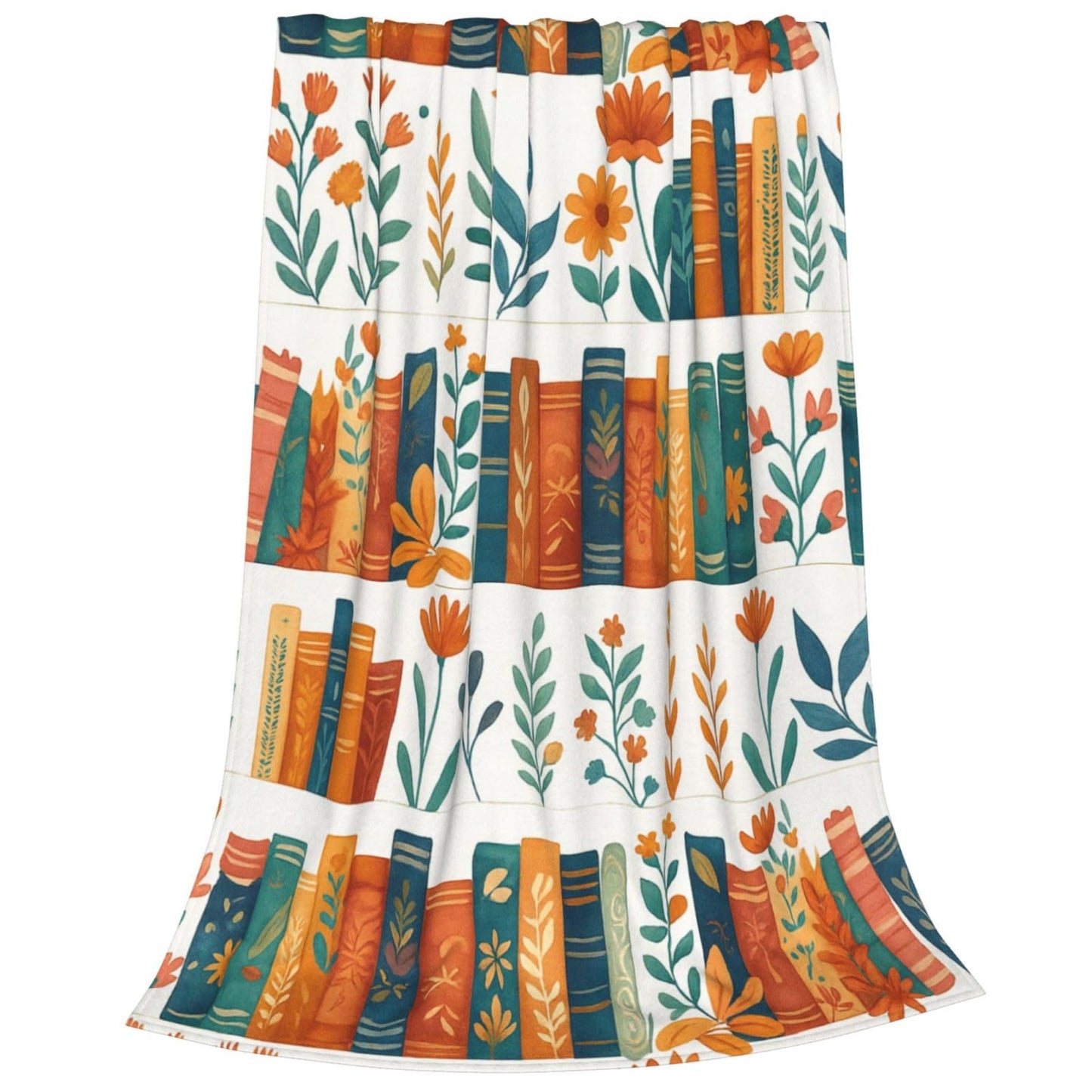 BINBINNIAO Book & Flower Blanket Flannel Couch Sofa Home Outdoors Keep Warm Blankets 50"x40"
