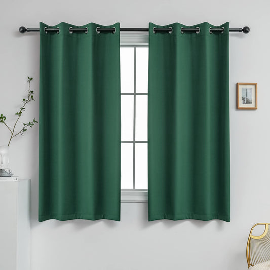 YGO Hunter Green Blackout Curtains for Bedroom Thermal Insulated Window Curtain Panels for Living Room 63 inches Long Room Darkening Window Treatment Sets 2 Panels