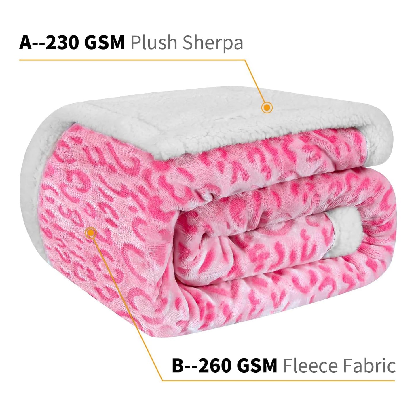 MACEVIA Sharpa Fleece Throw Blanket for Couch Fuzzy 3D Cheetah Blanket Thick Warm Reversible Cozy Comfy Super Soft Leopard Blanket for Bed Sofa 490GSM - Pink Leopard,50x60In
