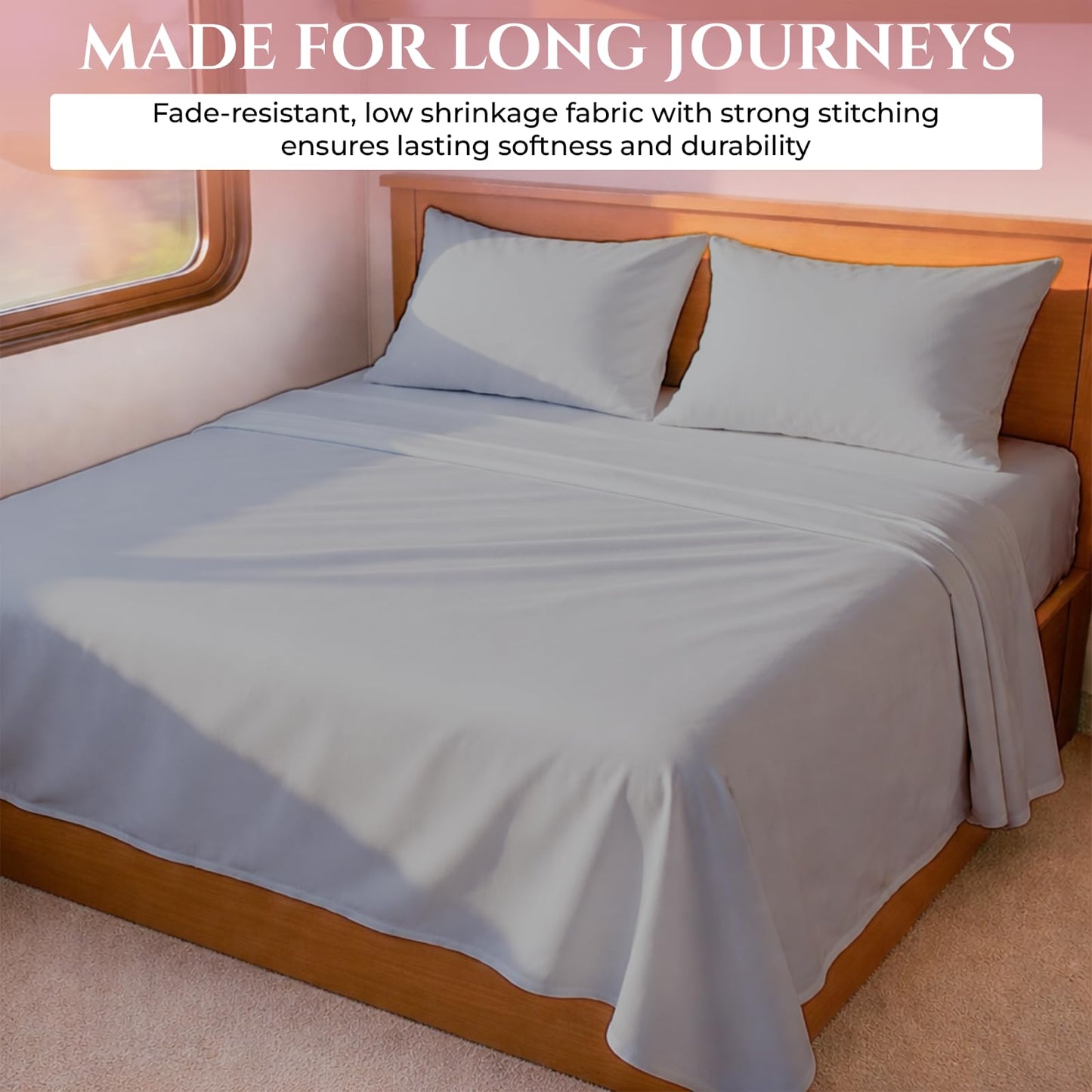 MyGiza Sheets 400TC Egyptian Cotton RV King (72 x 80) 4Pc Set - Soft, Durable, Deep Pocket Sateen Weave Sheets with Superb Elastic for Low Profile Foam & Tall Mattresses - Solid Light Gray