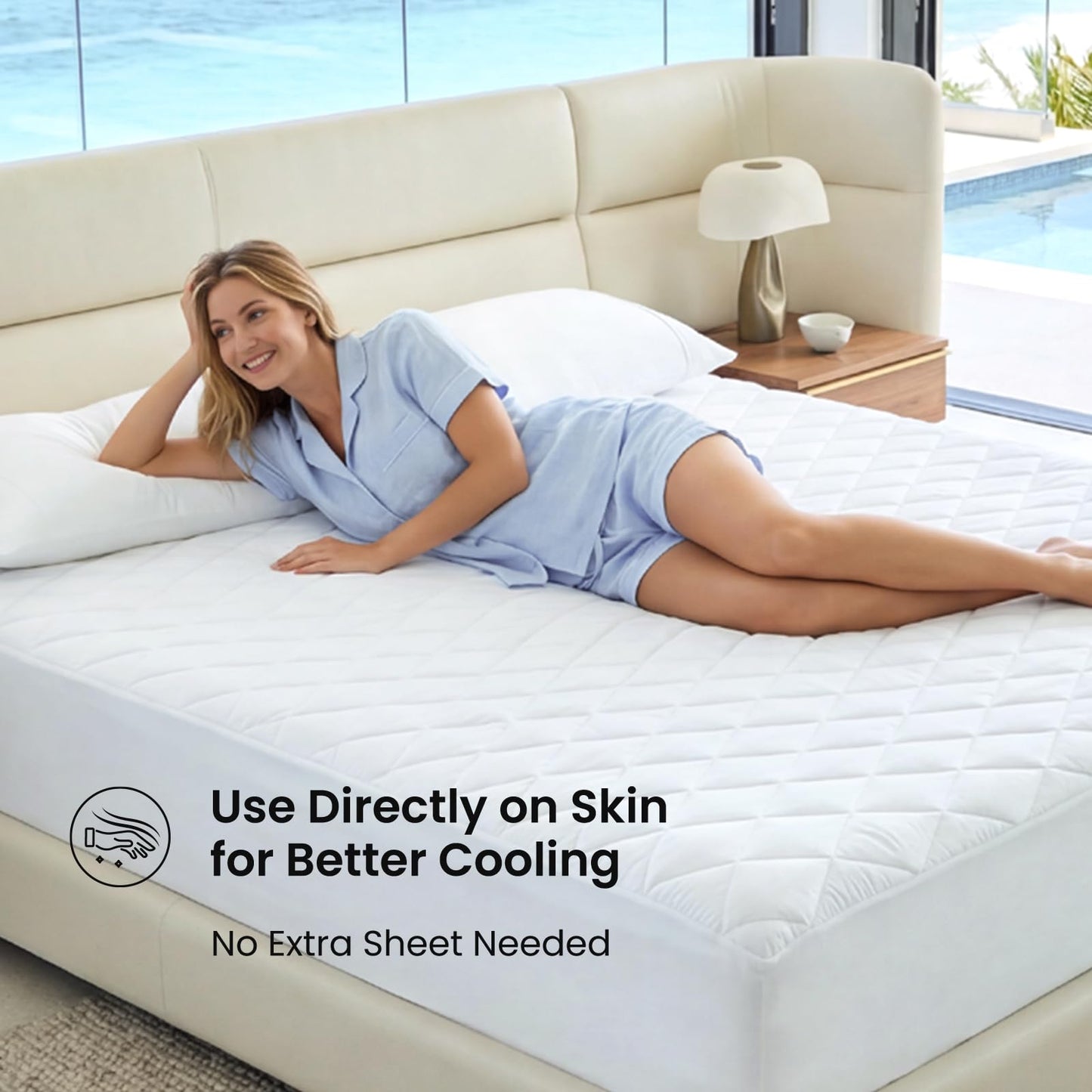 Cozy Bliss Leakproof Cooling Mattress Protector Full, Q-Max 0.45 Soft Noiseless Breathable Mattress Topper Cover, with Deep Pocket Fits 8–18 Inches for Summer Bed Hot Sleepers, White
