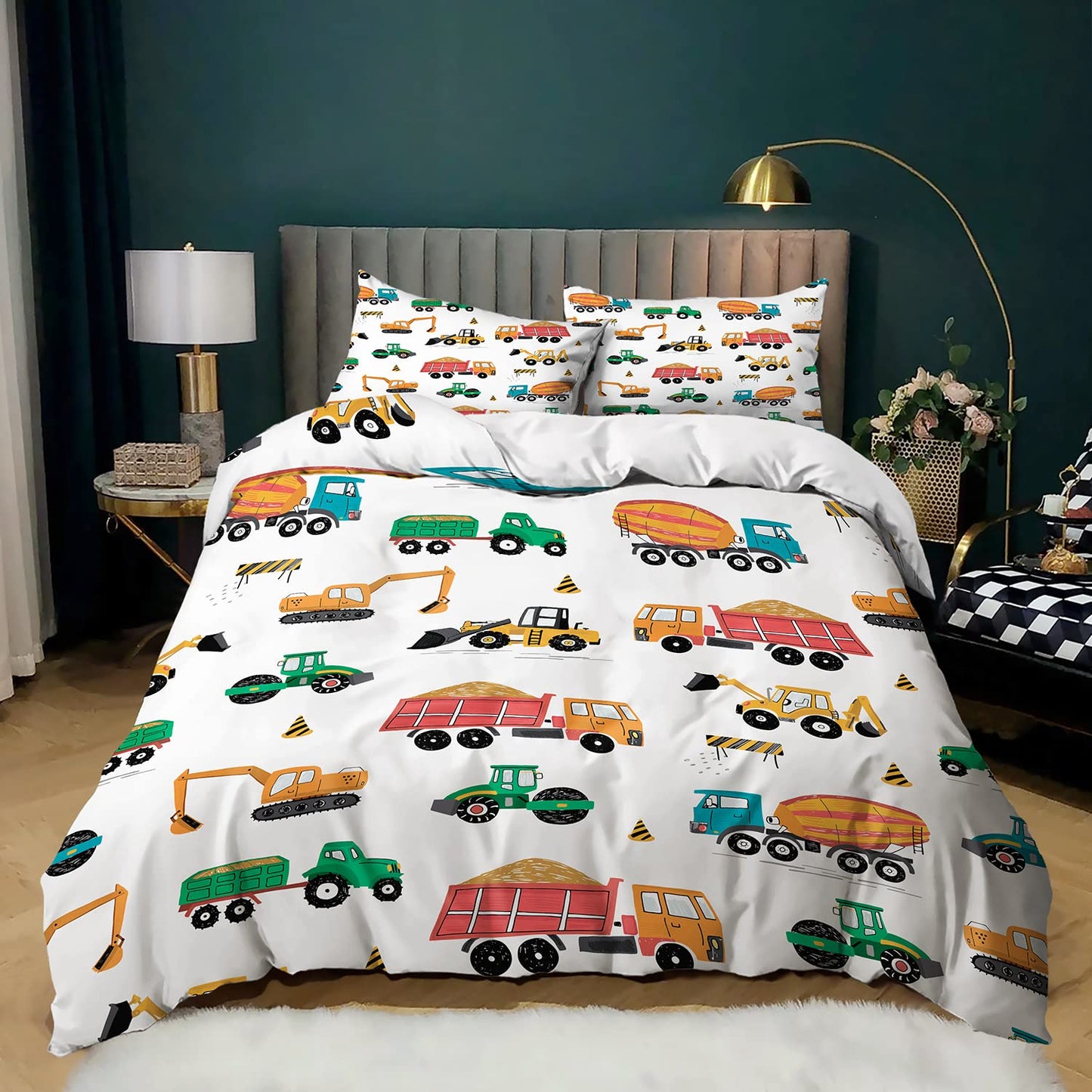CVHOUSE Queen Size Tractor Bedding Set, Comforter & 2 Pillowcases, Boys Kids Teens Room Decor
