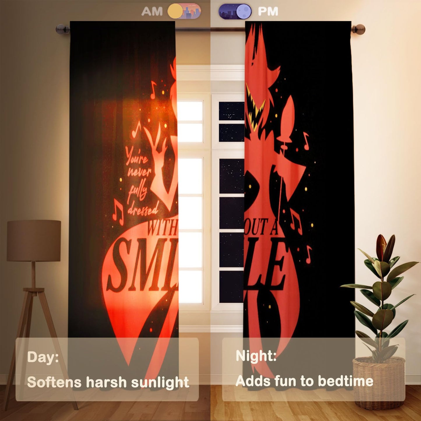 Funnytree Redemption Inn Window Curtains Hell's B&B Drapes Bedroom Home Room Decor Durable Fabric Machine Washable 82" X 84" SC00108-013