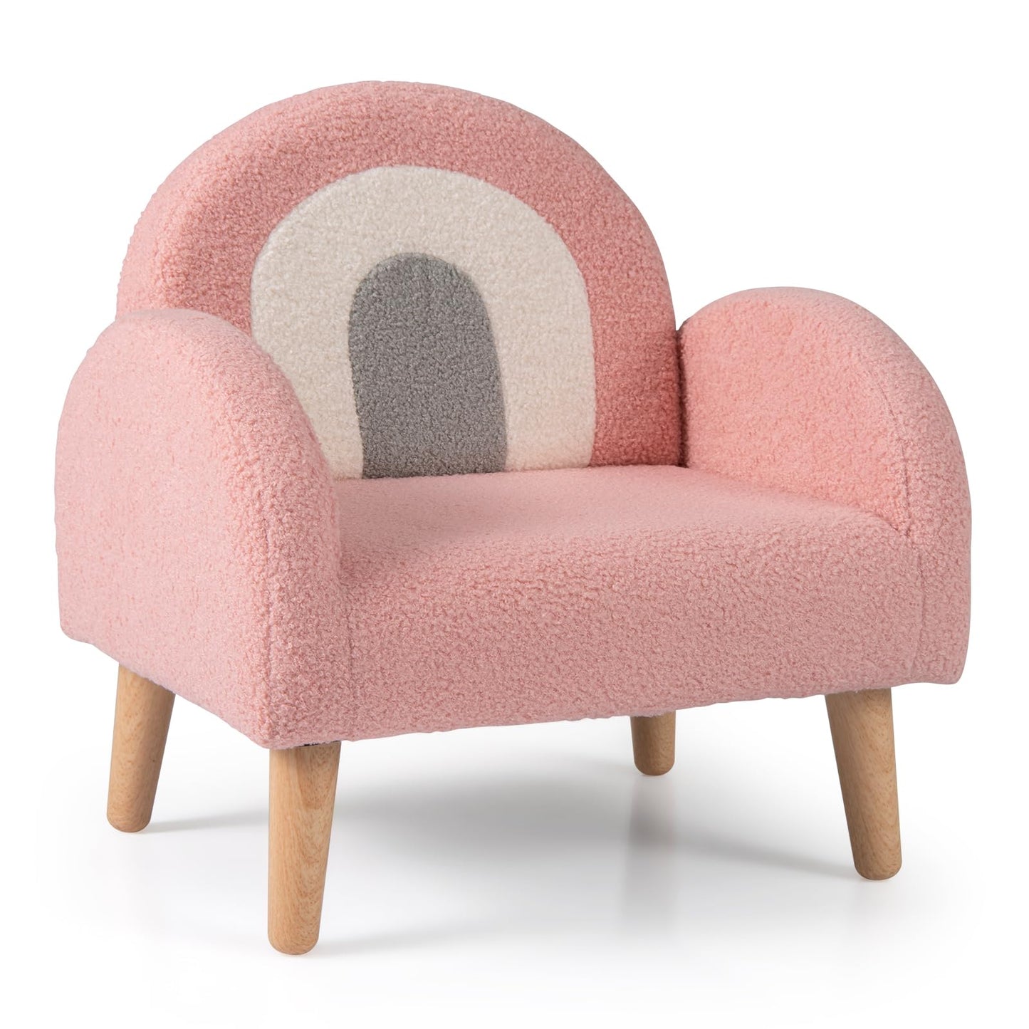 Costzon Kids Sofa, Children Pink Armchair with Solid Wood Frames, Plush Fabric, Anti-Tip Design, Floor Reading Sofa Chair for Playroom, Kids Room, Nursery, Toddler Couch Chair Comfy for Boys Girls