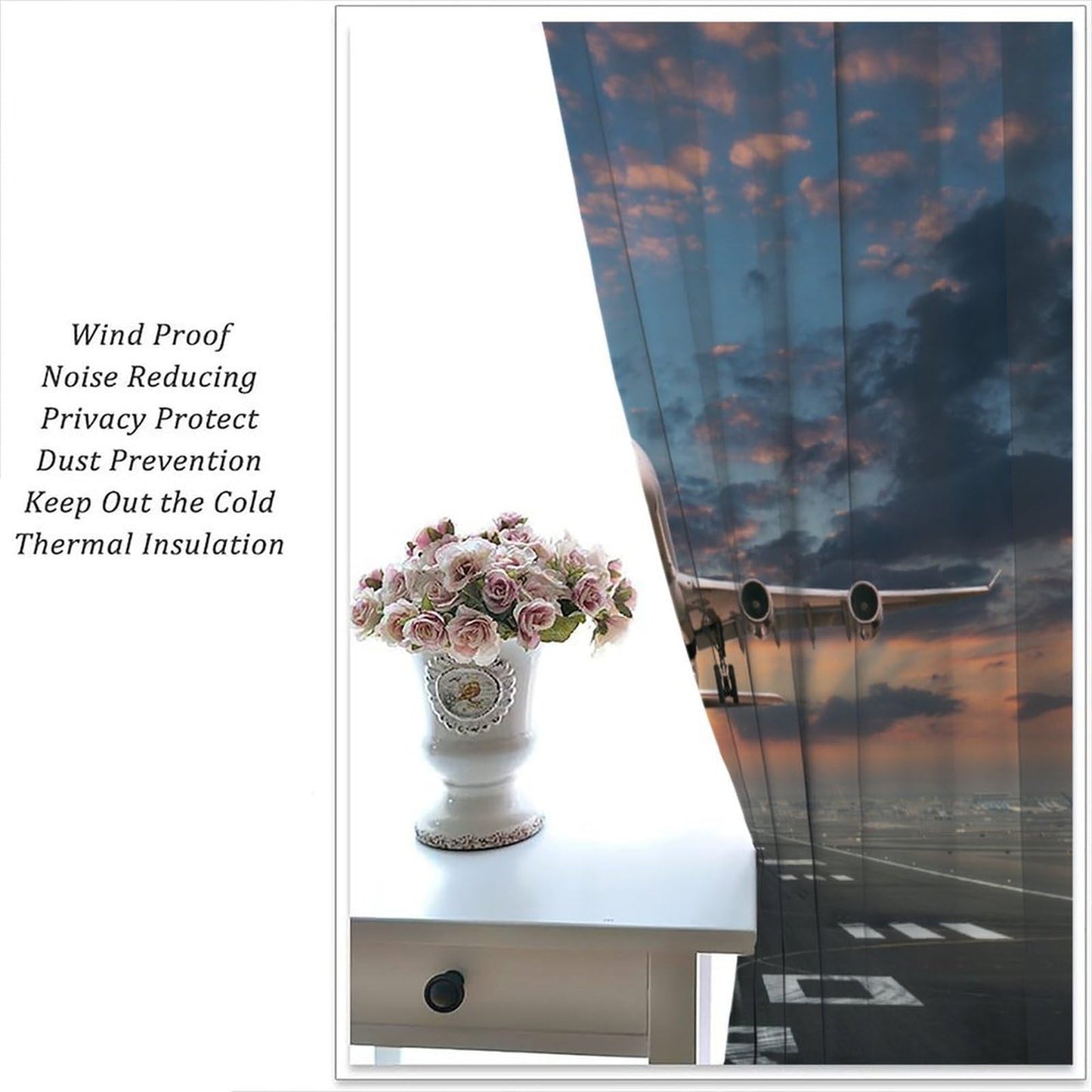 AAVEUP Airplane Curtains Airport Plane Flying Air Force Runway American Modern Military Windows Treatments Rod Pocket Drapes for Kids Boys Living Room Bedroom Kitchen 42x45in