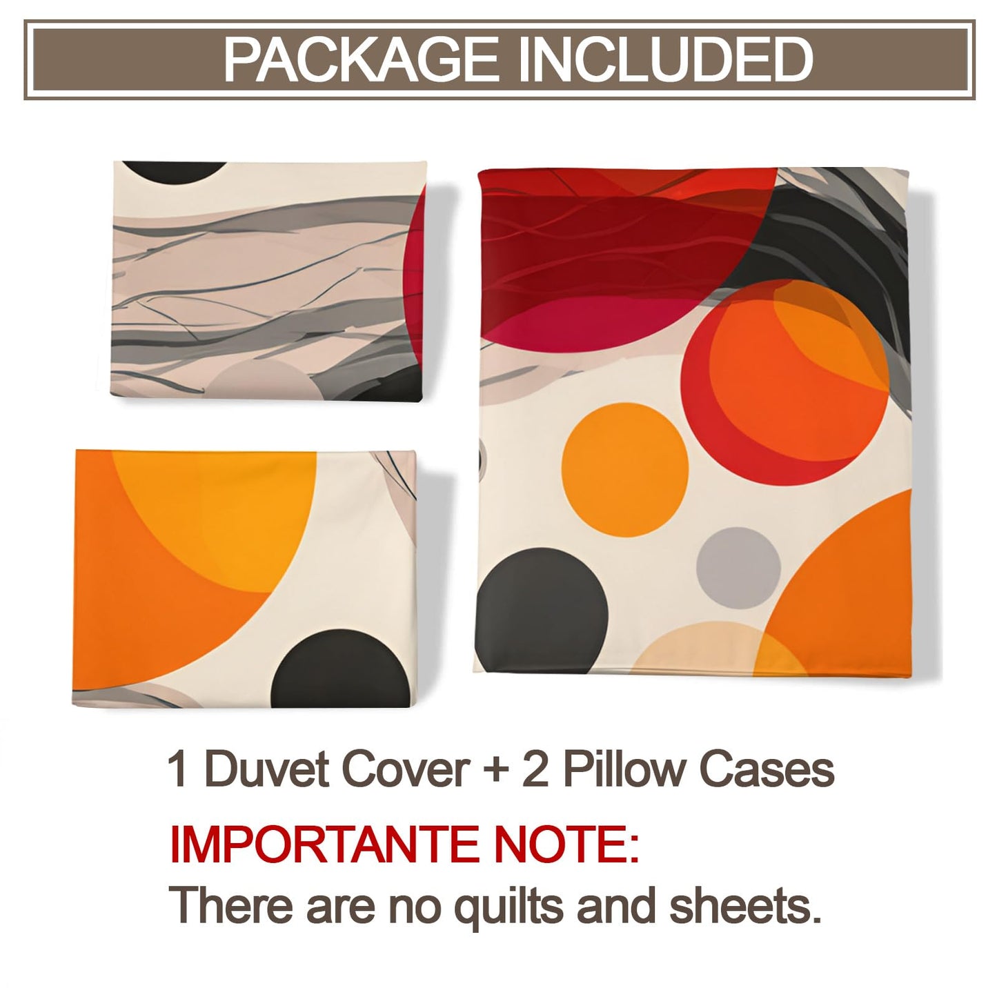 QINYUN Abstract Burnt Orange Duvet Cover California King, Retro Medieval Bedding Set 3 Piece Bedroom Decor Vibrant Modern Comforter Cover and 2 Pillow Sham with Zipper Closure