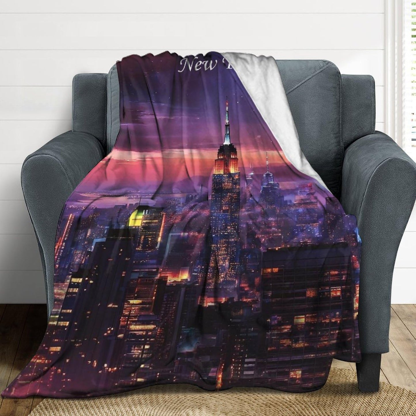 New York City Skyline Landscape Abstract Blanket Soft Flannel Lightweight Blanket Outdoor Travel Carry Living Room Bedroom Sofa Decoration Gifts 40x50 Inch