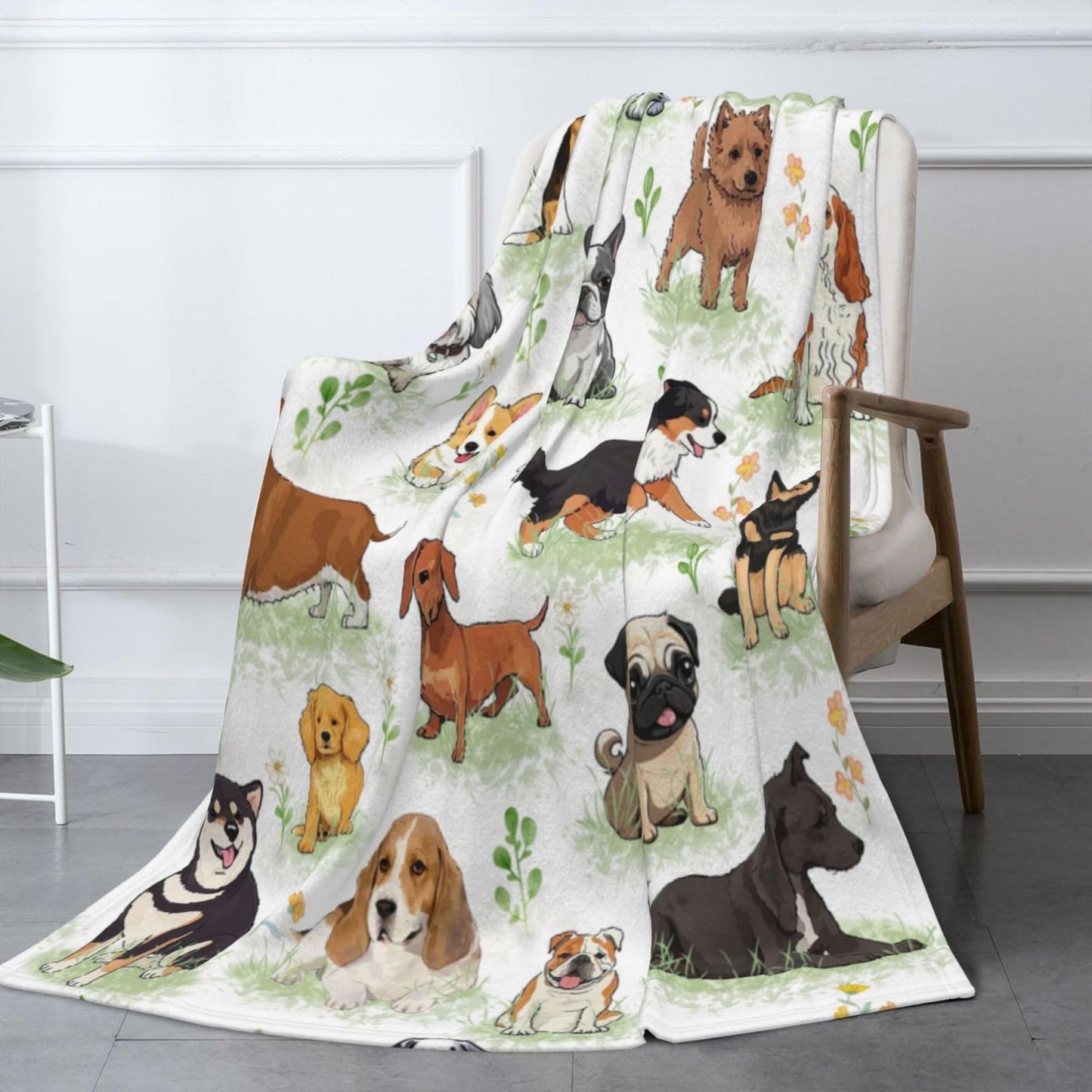 Dog Pattern Flannel Blanket - Soft Lightweight & Warm,Perfect for Bed, Sofa, Camping, Travel Gifts for pet Lovers Women Men Kidsr 50"x40"