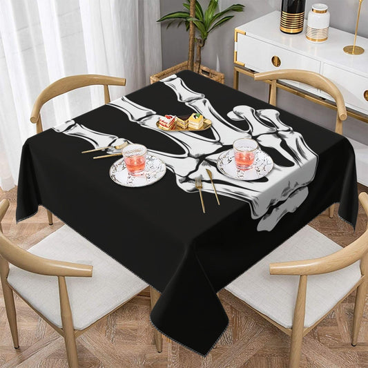 Entemne Square Table Cloth 55x55 Inch Gothic Human Hand Skeleton Tablecloth Washable Soft Wrinkle Free Dust Proof Card Table Cover for Tea Party Picnic Kitchen Dining Decor