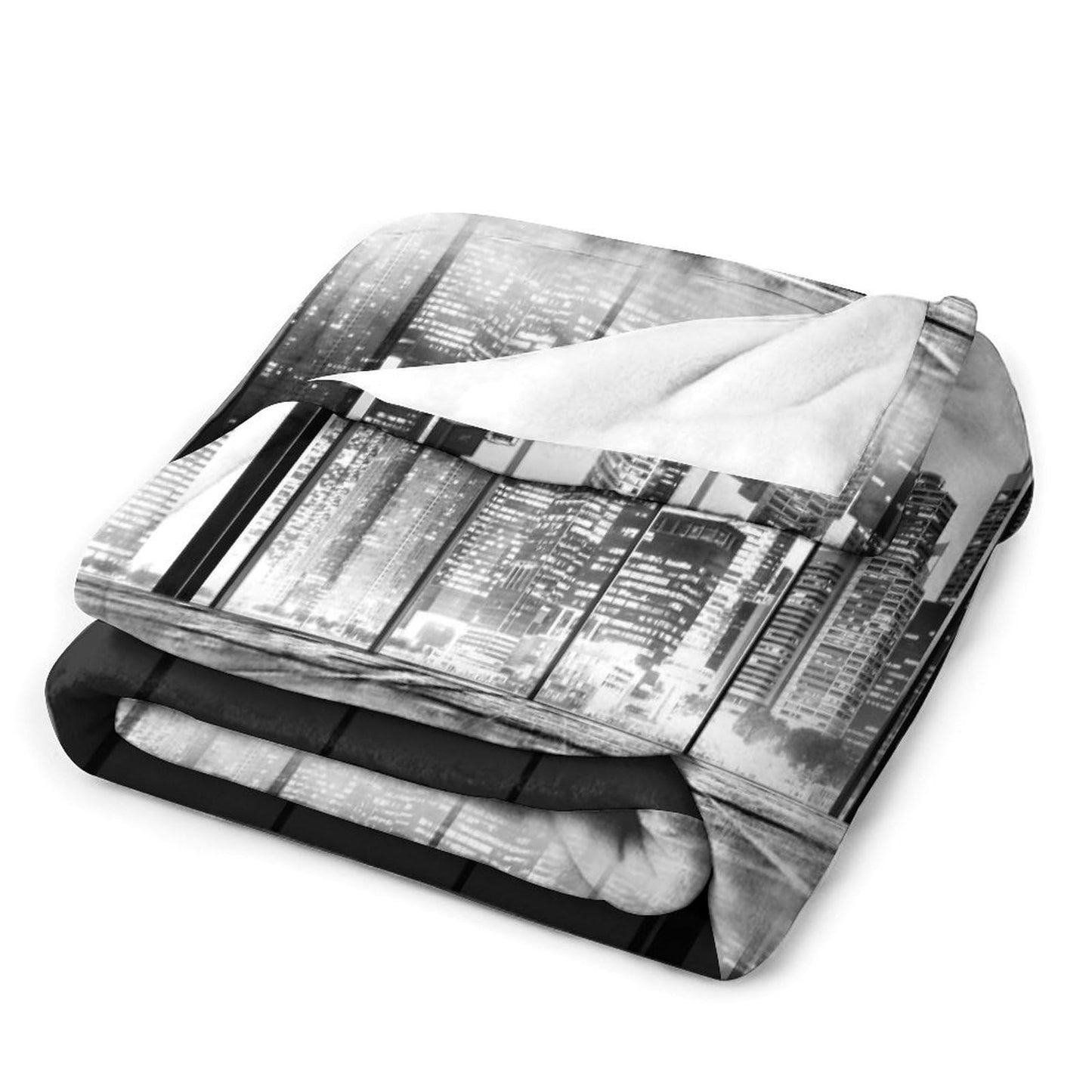 City Night Landscape Throw Blanket,New York Night View Skyscraper Pattern Soft Cozy Warm Flannel Blankets for Sofa Couch Bed Gifts for Lover Kids Boys Grils Women Adults 30x40 Inch