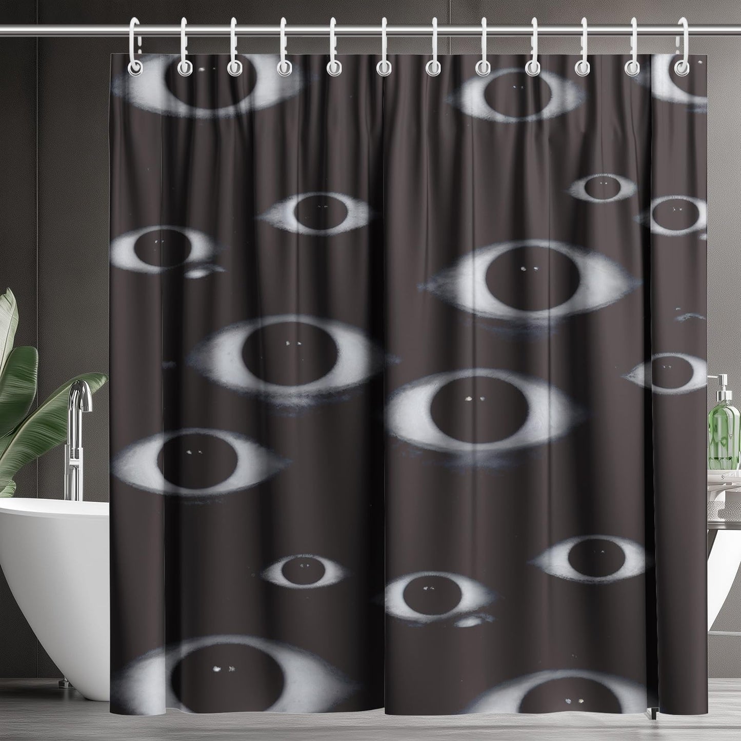 Horror Creepy Eyes Shower Curtain 72x72, Gothic Halloween Bathroom Decor