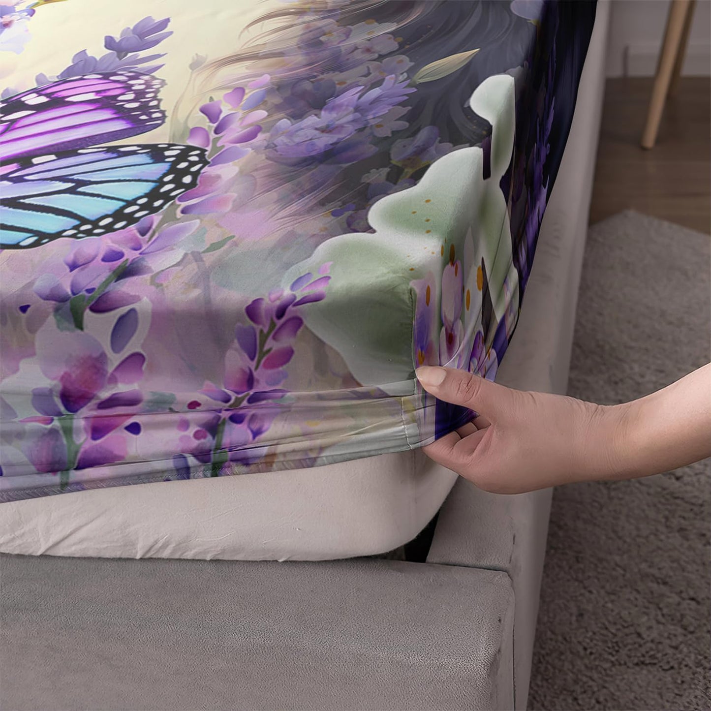UEVBF Cat Fitted Sheet Toddler Bedding Set,Floral Bedding Animal Themed Fitted Sheet Sets for Kids Boys Girls Room Decor,Cute Bed Fitted Sheet Sets Twin Size,1 Fitted Sheet+2 Pillowcases.