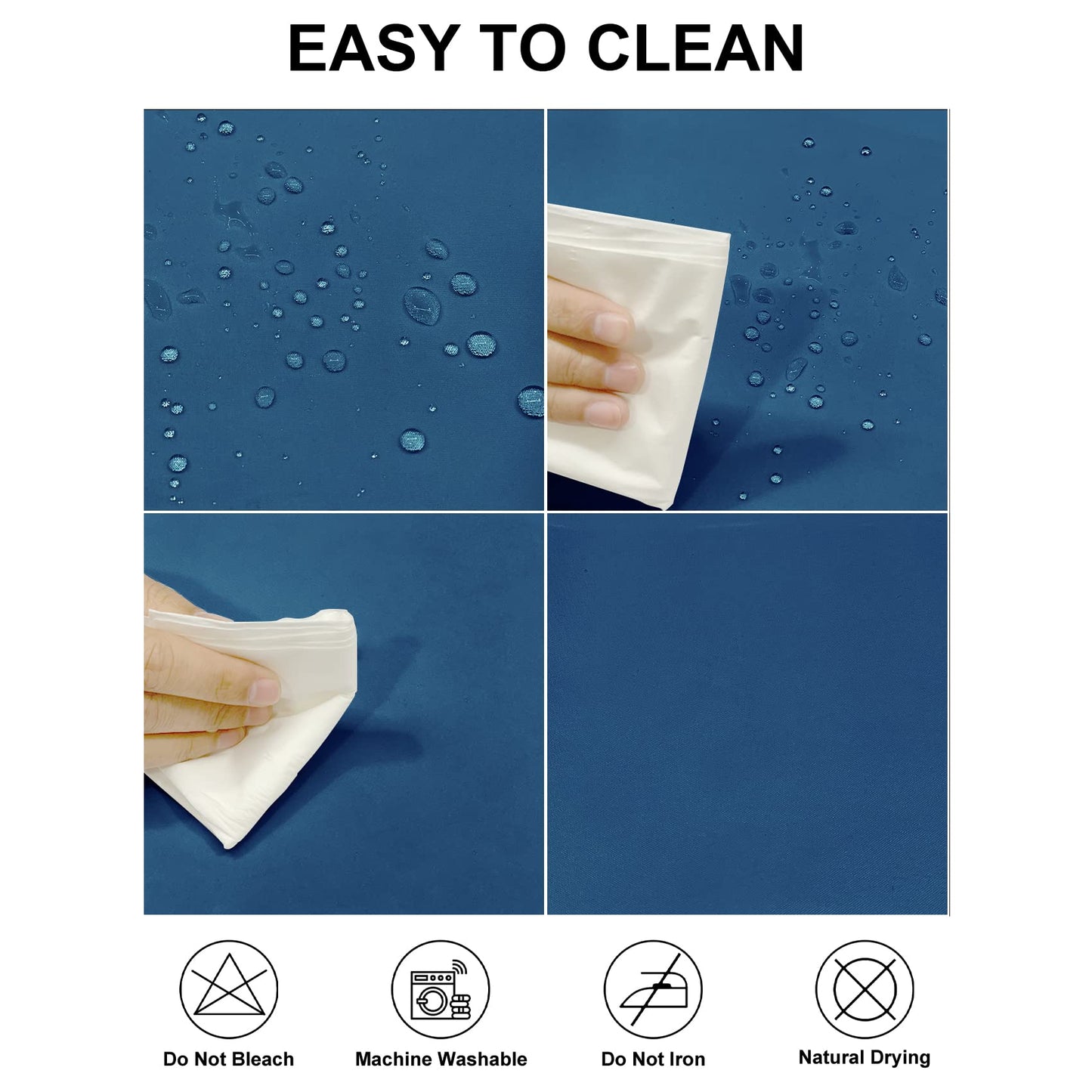 Fokitut 2 Pack Waterproof Rectangle Tablecloth, 90x132 Inch,Stain Resistant and Wrinkle Polyester Table Cloth, Fabric Table Cover for Kitchen Dining, Wedding, Party, Holiday Dinner-Mediterranean Blue