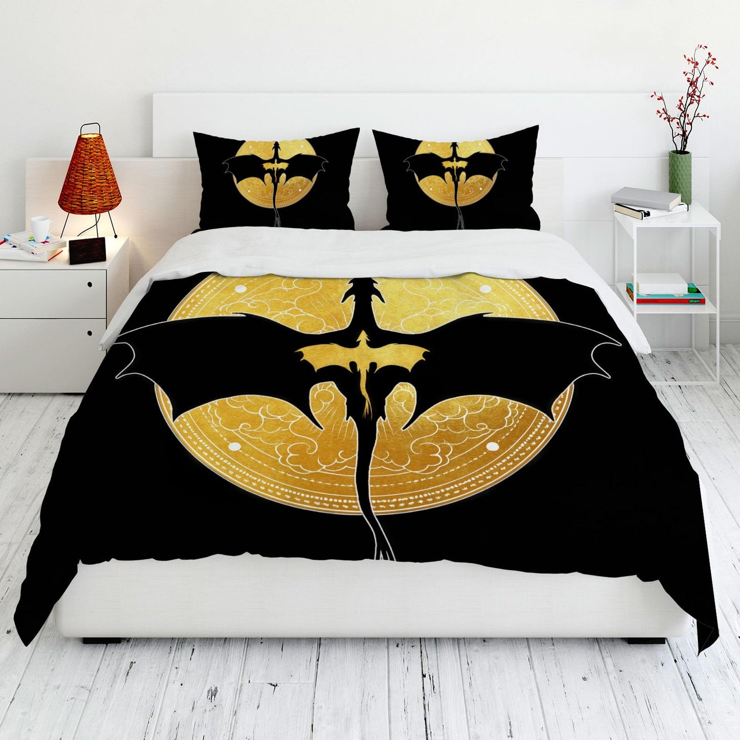 Allenjoy Book Loves Dragon Wing Black Comforter Set with 1 Pillowcase for Women Teens Fans Daughter Sister Bedroom Nursery Bedding Room Decor, Machine Washable Durable, Twin Size