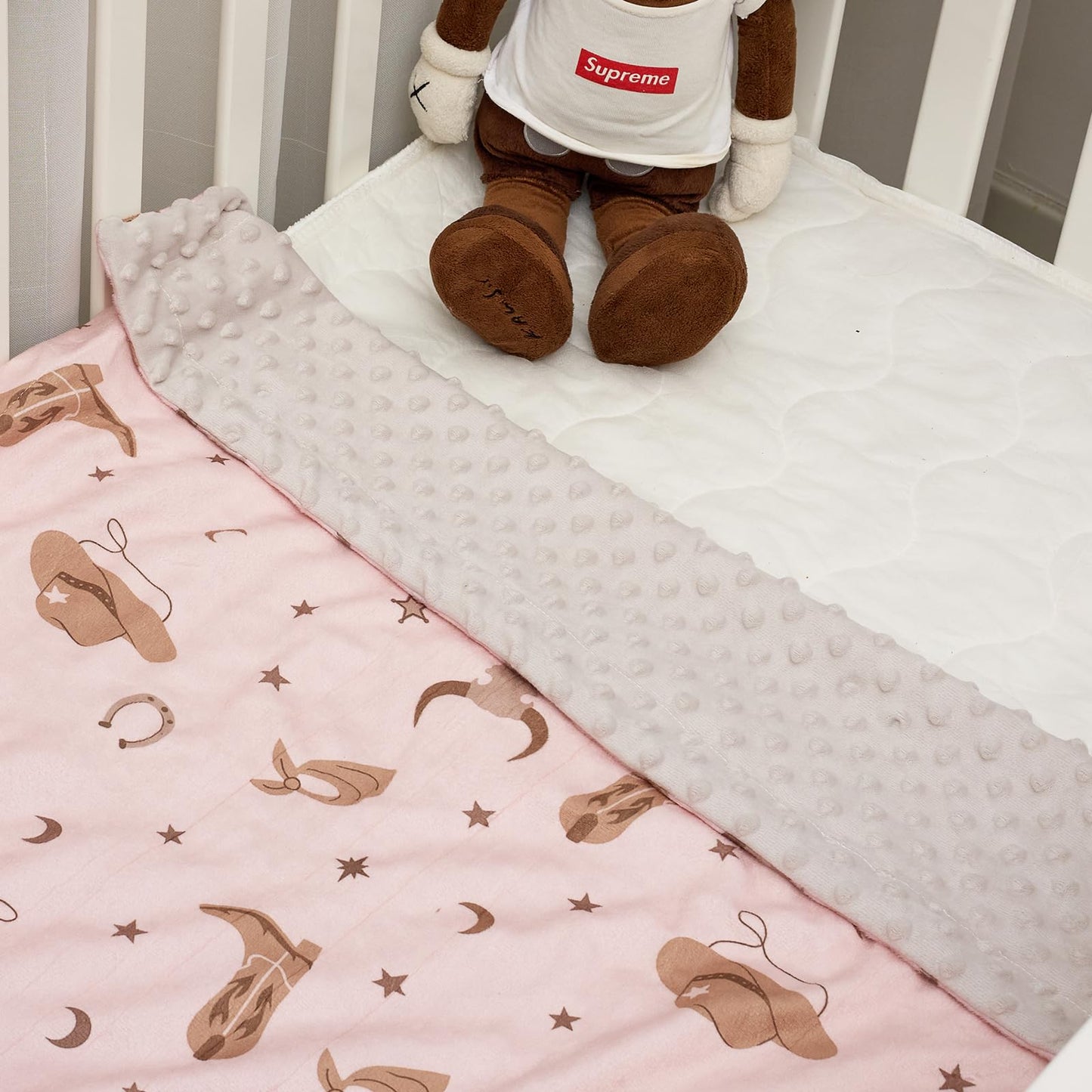 Baby Blanket for Boys Girls Super Soft Double Layer Minky with Dotted Backing Cute Cow Crib Receiving Blanket Bed Throws for Newborns Nursery Stroller Toddler 30 x 40 Inch (Cowboy hat)