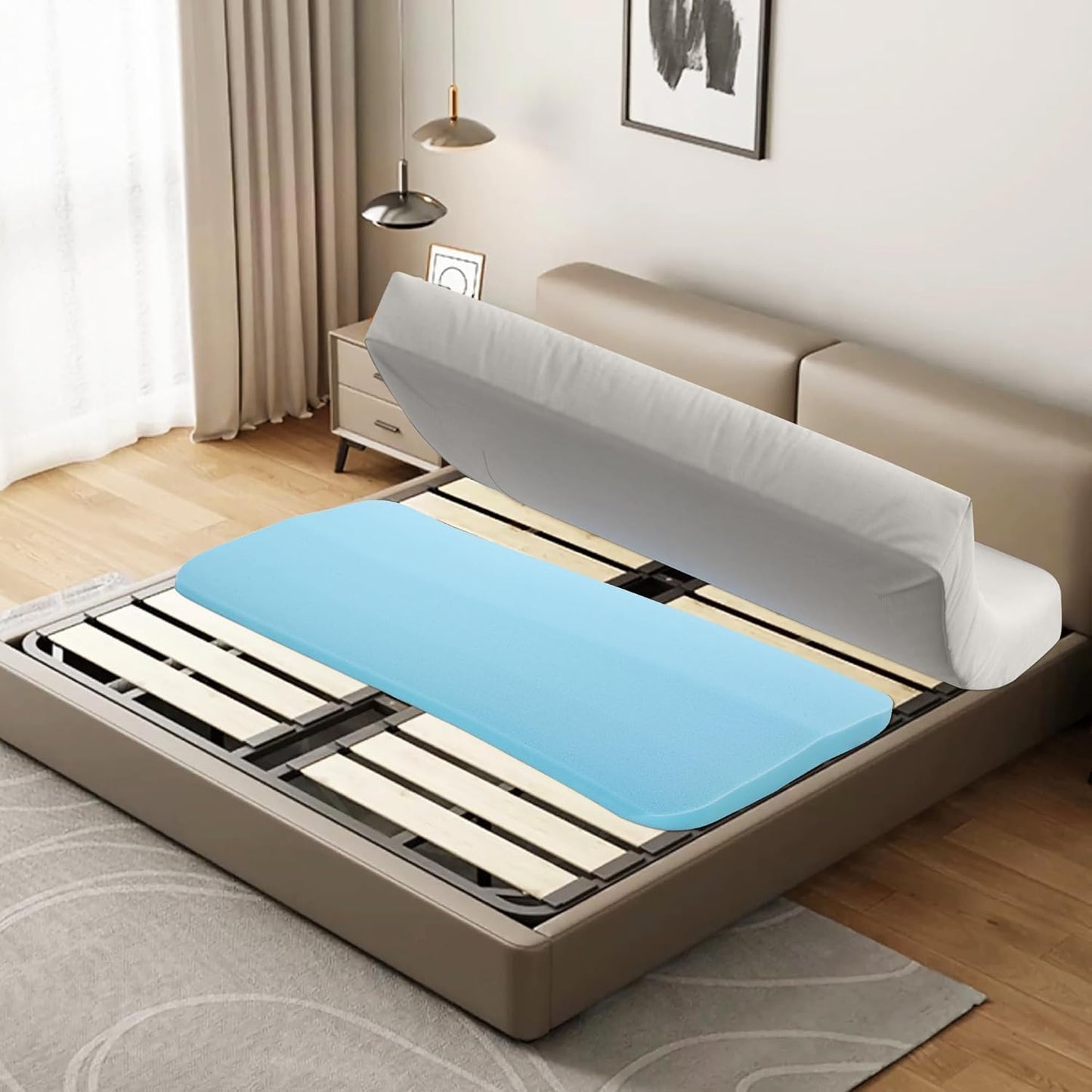 HOMBYS 40D Sagging Mattress Support, 60" L High Density Foam Pad for Under Bed Sinking Fix, 2" Thick Firm Repair and Extends Mattress Life, 60" L x 24" W x 2" H