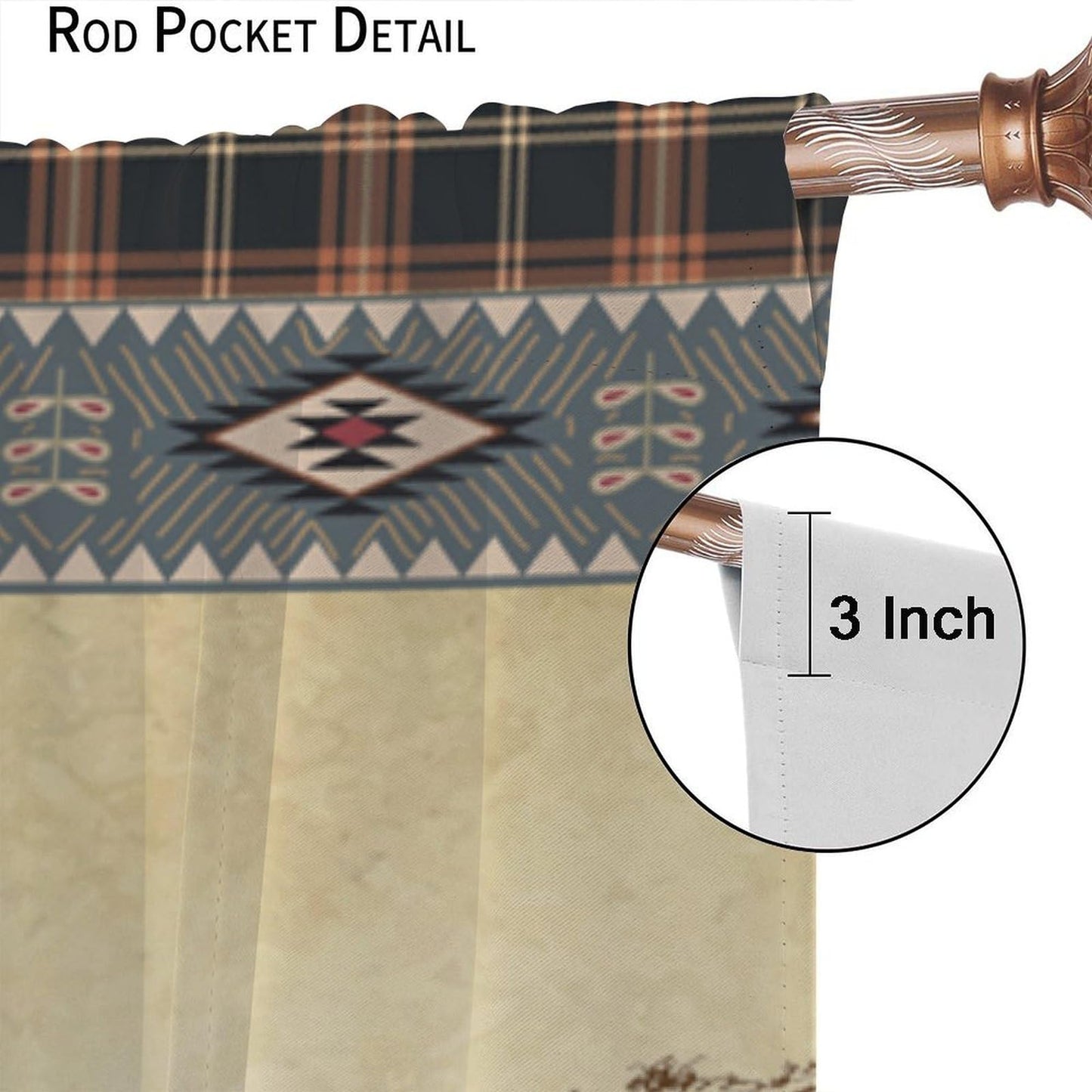 DDCBNS Western Cowboy Curtains,Aztec Rustic Country Style Print Window Treatments for Bedroom Living Room Kitchen Café Office,Retro Farmhouse Home Décor Drapes 2 Panel Sets Total Size 42" x 45"