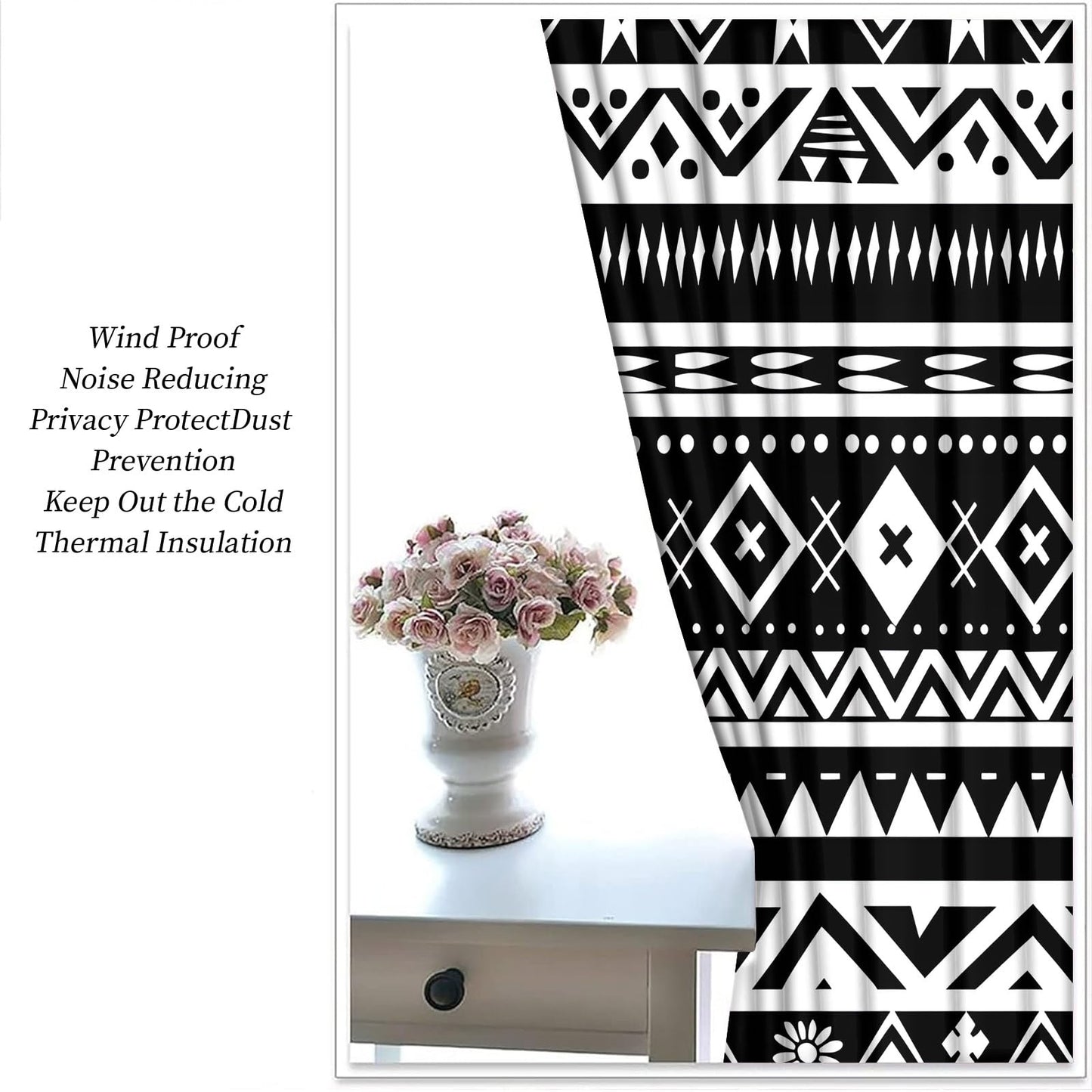 XAFIAUR Geometry Blackout Curtains, Aztec Printed Drapes, Ethnicity Art Thermal Insulated Drapes 2 Panels Darkening Window Curtain for Bedroom Living Room 31.5" W x 63" L x2