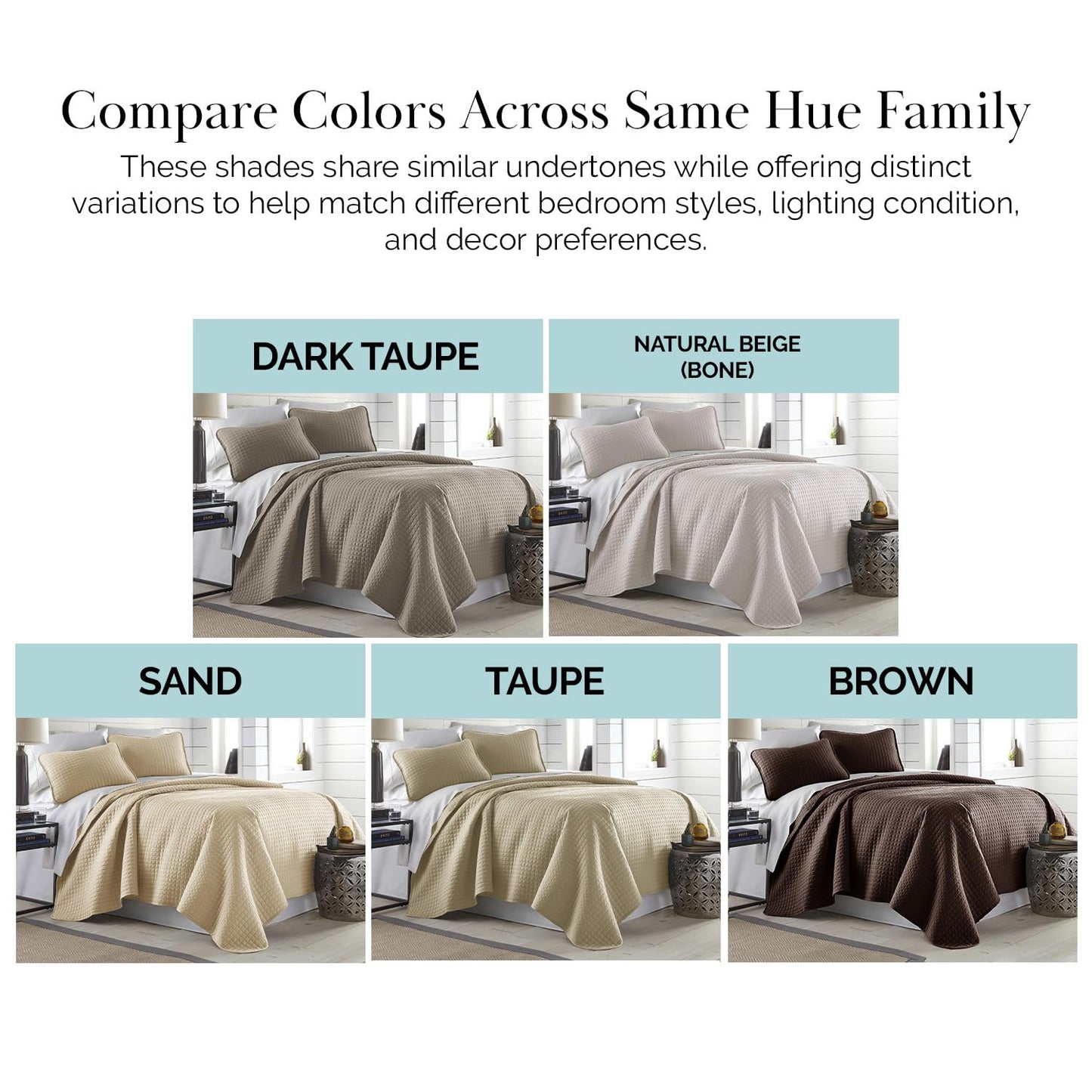 Southshore Fine Living, Inc. Oversized Quilt, King Size Bedding Set, Soft Microfiber, Easy Care Stain and Pet Hair Resistant Bedding, California/King Size Quilt Bedspread Set w/2 Shams, Dark Taupe