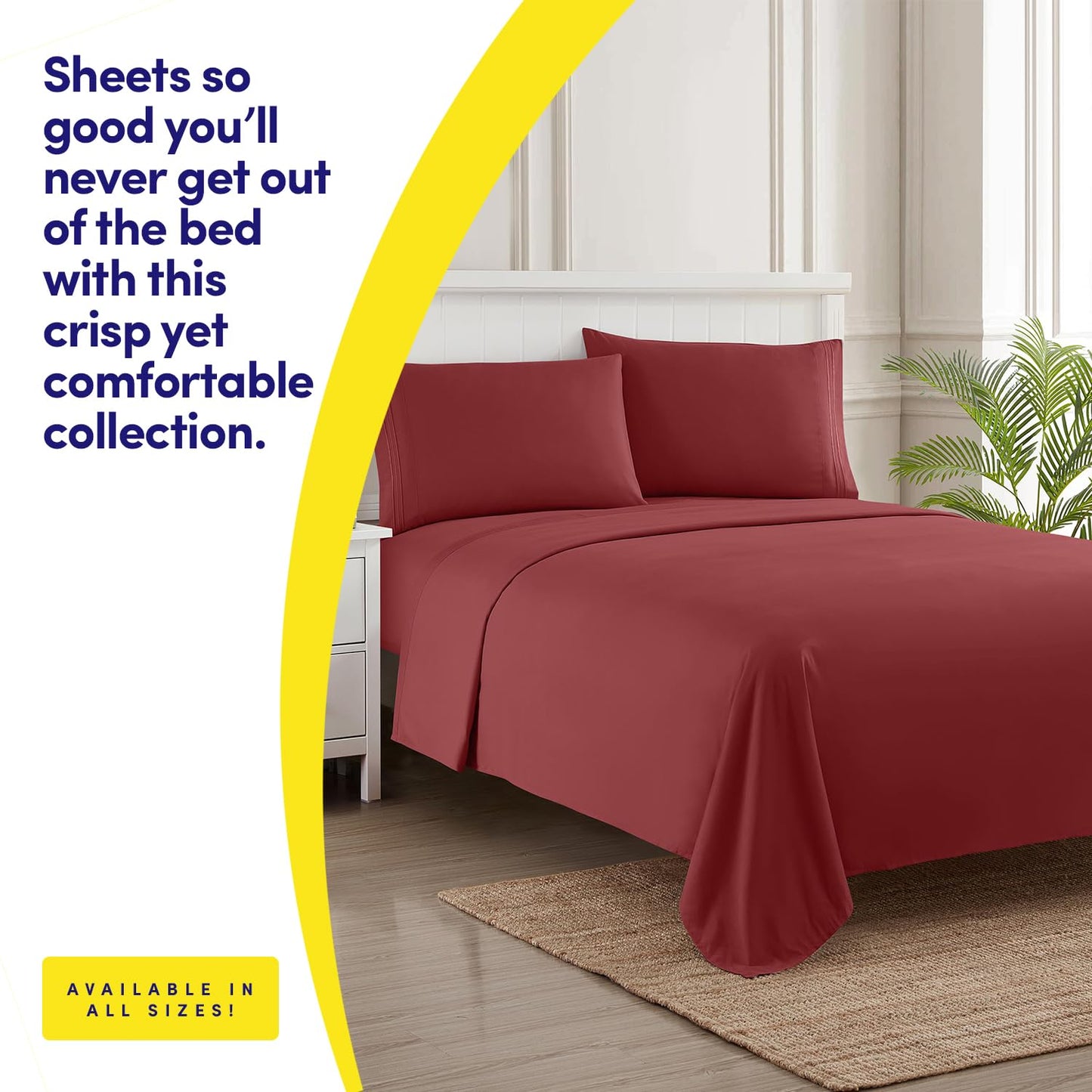 1500 Supreme Collection Queen Sheet Sets Burgundy - Luxury Hotel Bed Sheets and Pillowcase Set for Queen Mattress - Extra Soft, Elastic Corner Straps, Deep Pocket Sheets, Queen Burgundy