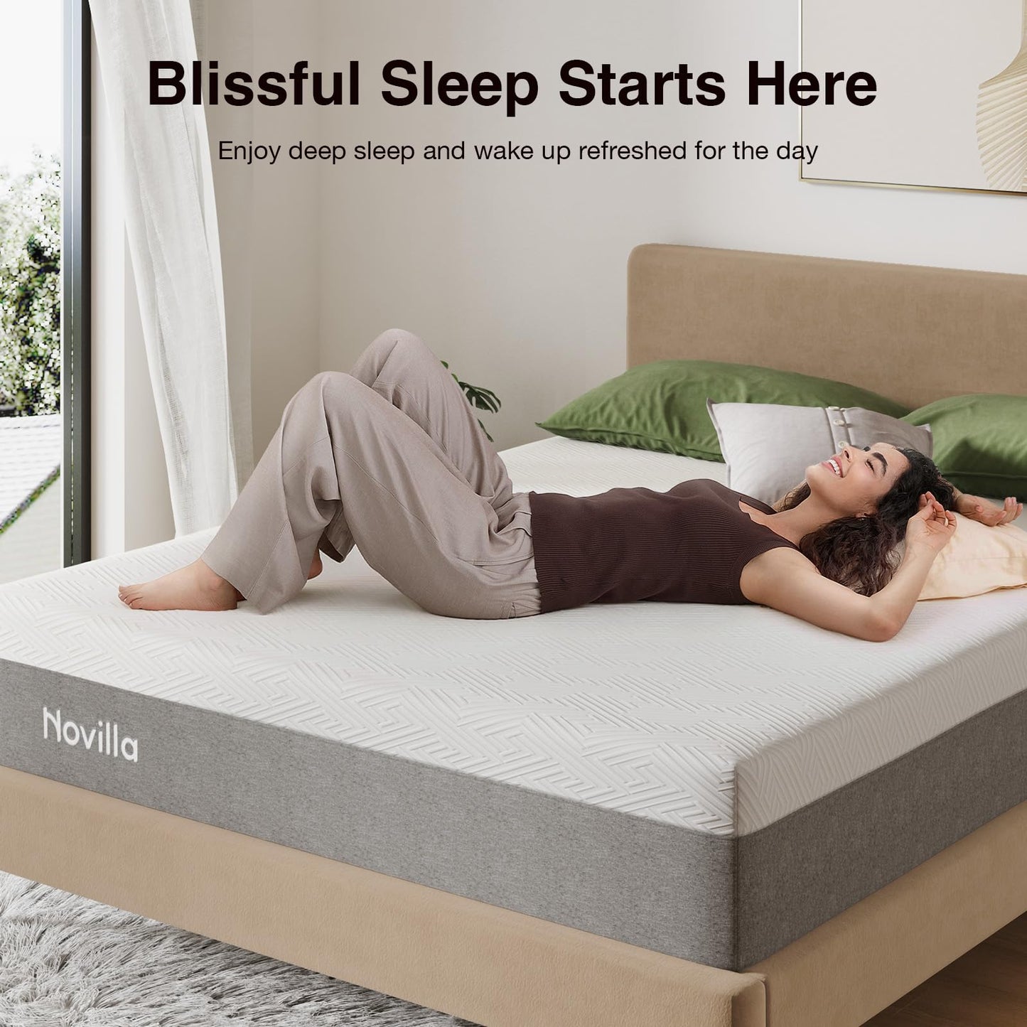 Novilla Bliss Twin Mattress, 10 Inch Gel Memory Foam Twin Mattress in a Box for Cooling Comfort & Pressure Relieving, Target Zoned Support for Back Pain Relief, Medium Plush Feel