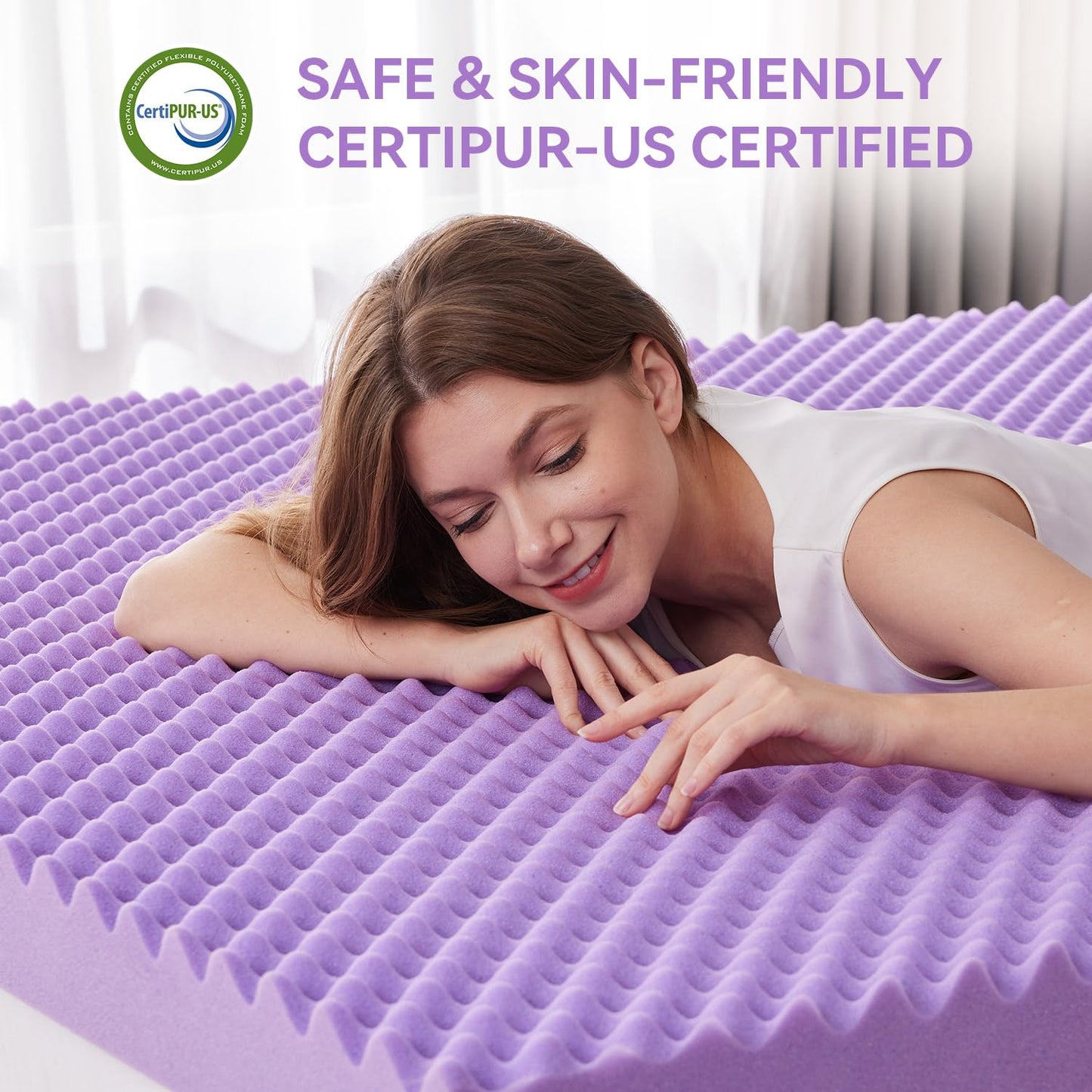 SINWEEK 1.5 Inch Egg Crate Memory Foam Mattress Topper Queen Size, Soft Mattress Pad for Back Pain Relief, Bed Topper, CertiPUR-US Certified