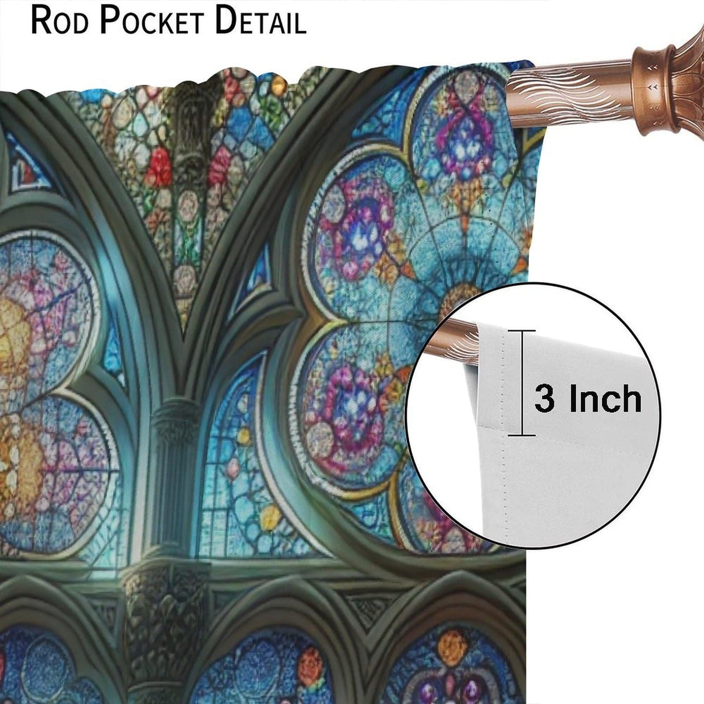FengMingRui Stained Glass Curtains Vintage Abstract Geometry Floral Window Treatments for Boys Girls Bedroom Living Room Window Drapes 42" W X 45" L