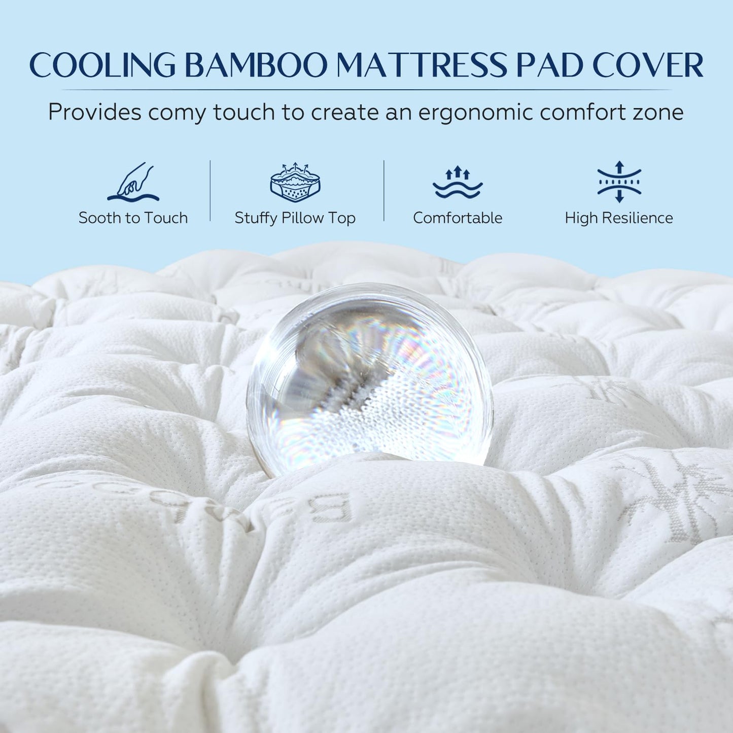 5 Inch Full Mattress Topper Viscose Derived from Bamboo,Extra Thick Pillow Top Mattress Pad Full Size,Cooling for Hot Sleepers,Memory Foam Filling for Pain Relief,White