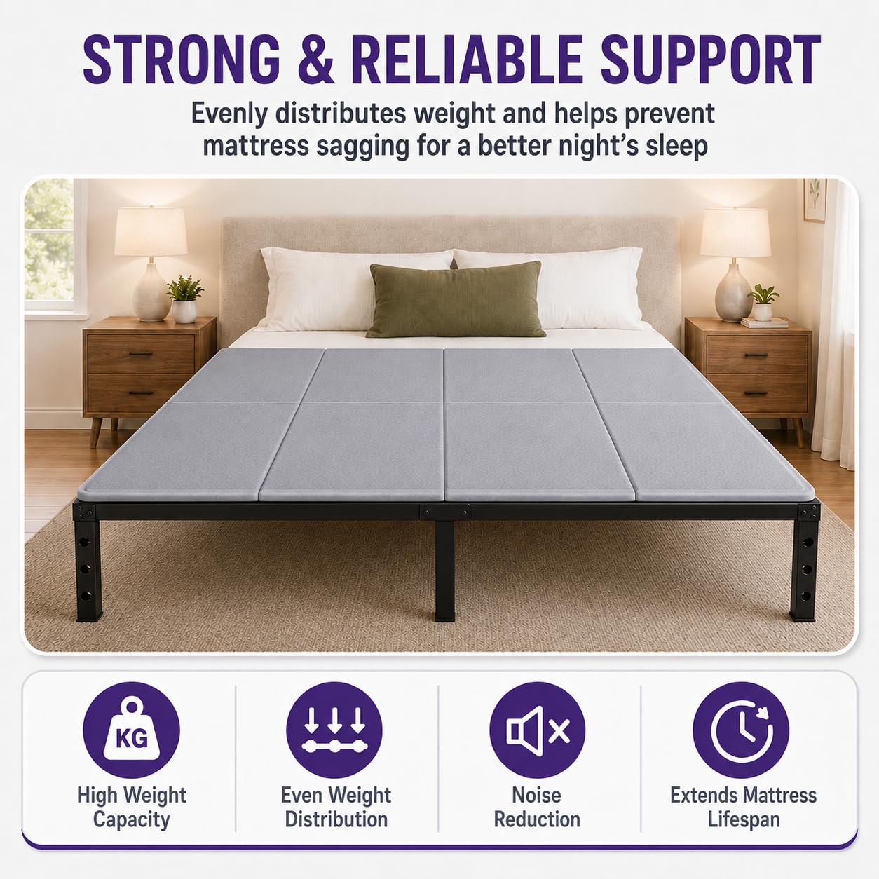 Voyla Plywood Ultra Heavy-Duty Bunkie Board Queen Size 58" x 80" Wood Anti-Sag Under Mattress Bed Support Noise Minimizing Breathable Bunky Board